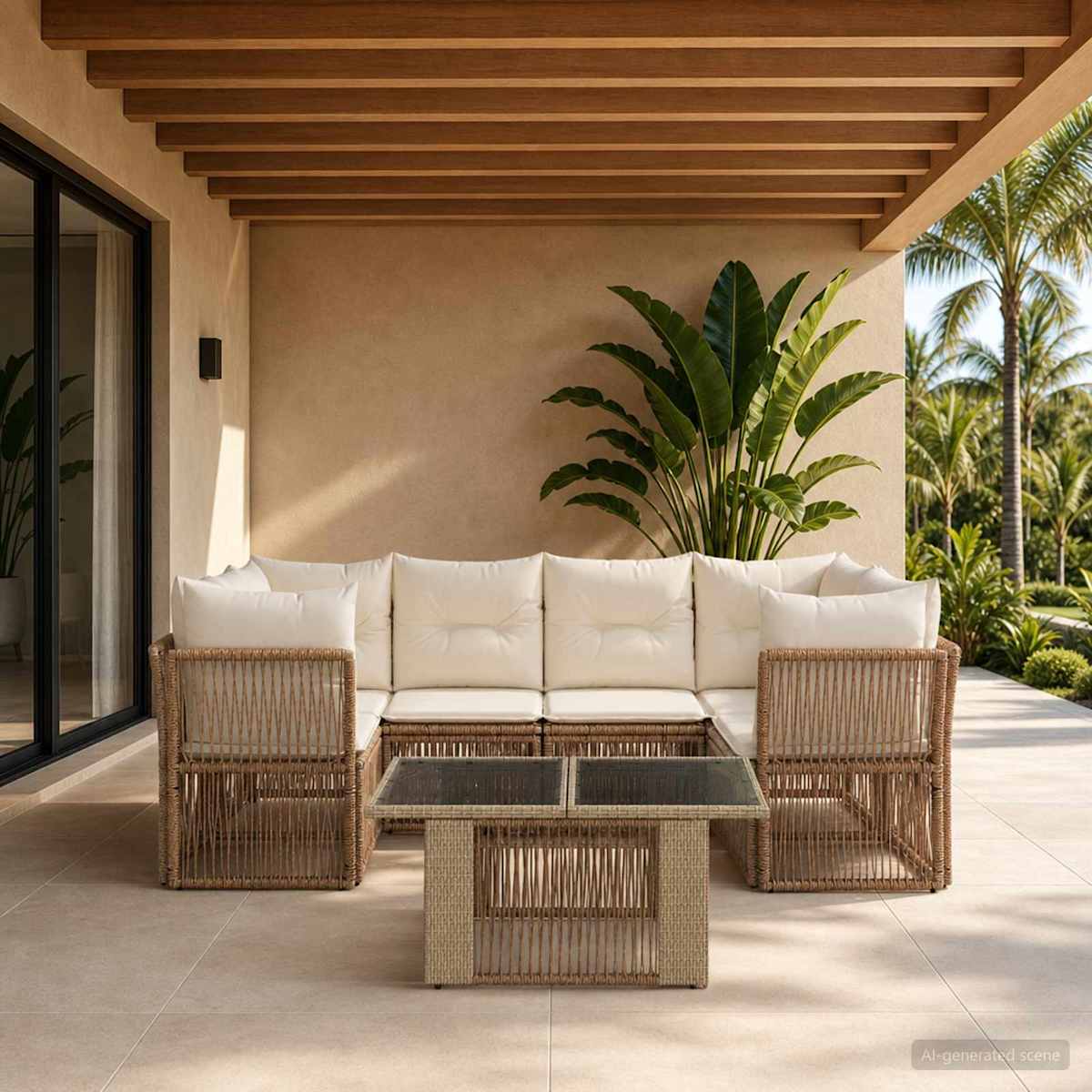 Havesofa Sæt 7 stk. polyrattan