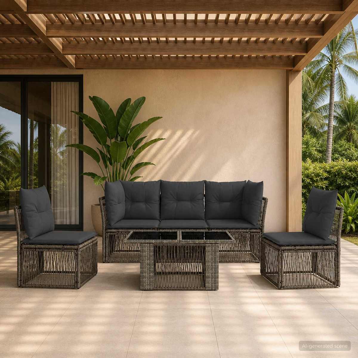 Havesofa Sæt 6 stk. polyrattan