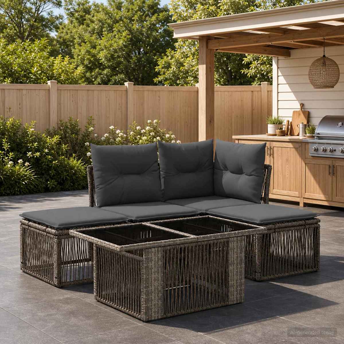 Havesofa Sæt 5 stk. polyrattan