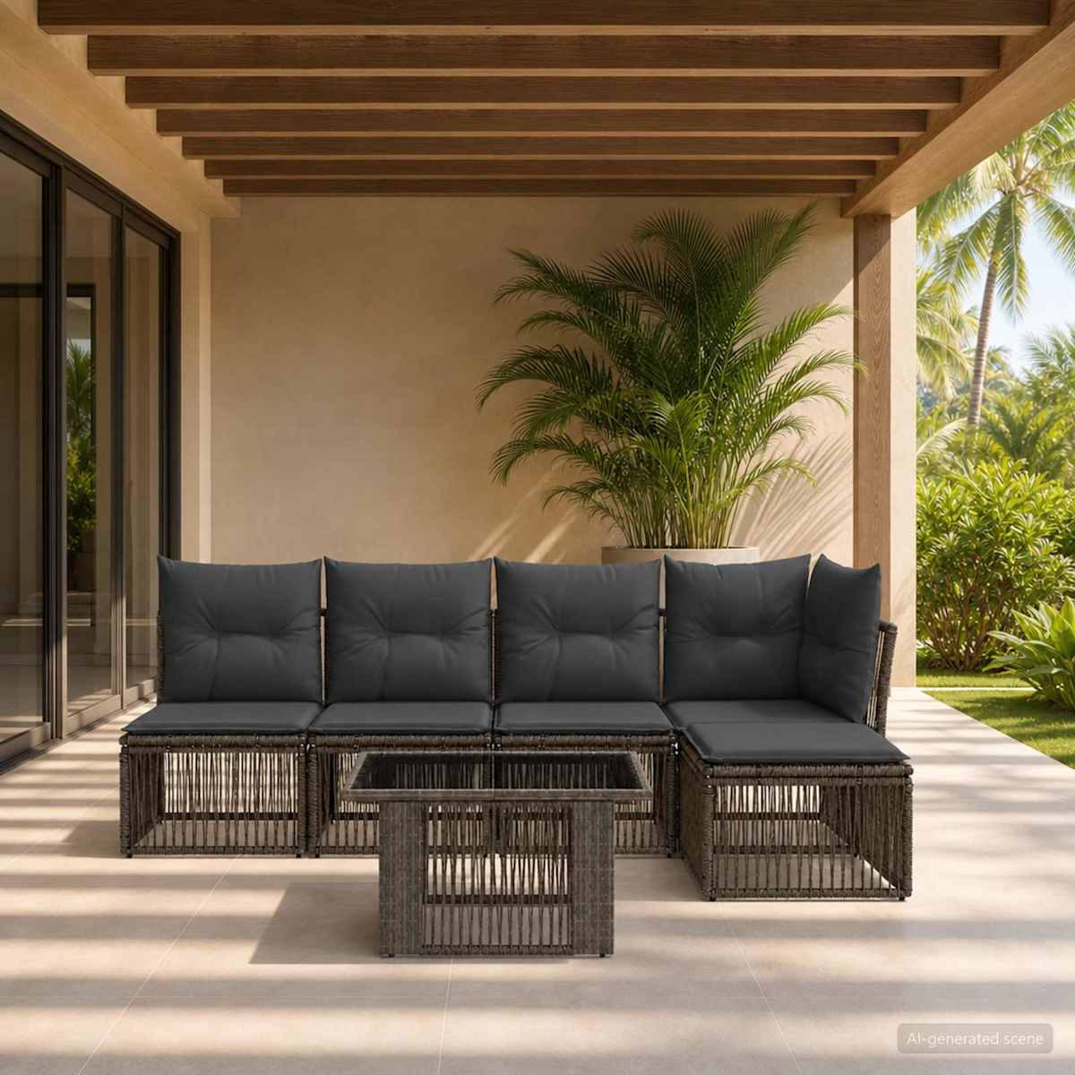 Havesofa Sæt 6 stk. polyrattan