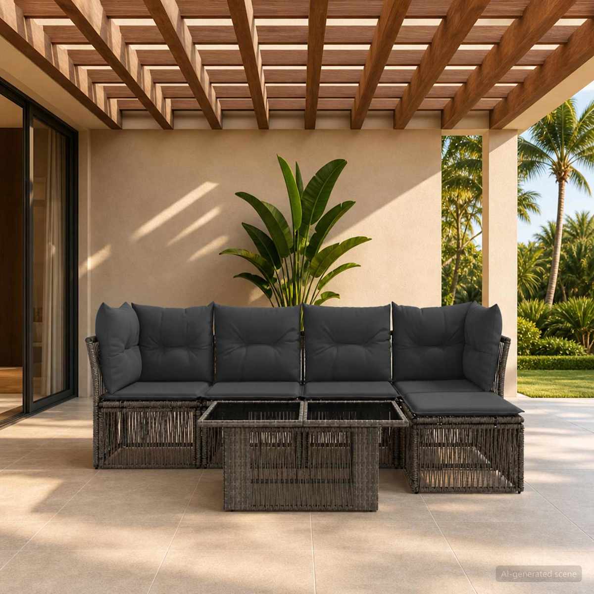 Havesofa Sæt 6 stk. polyrattan