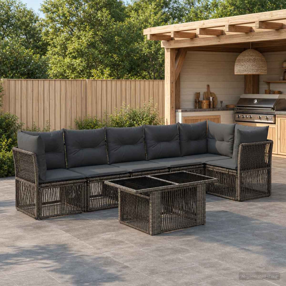 Havesofa Sæt 7 stk. polyrattan