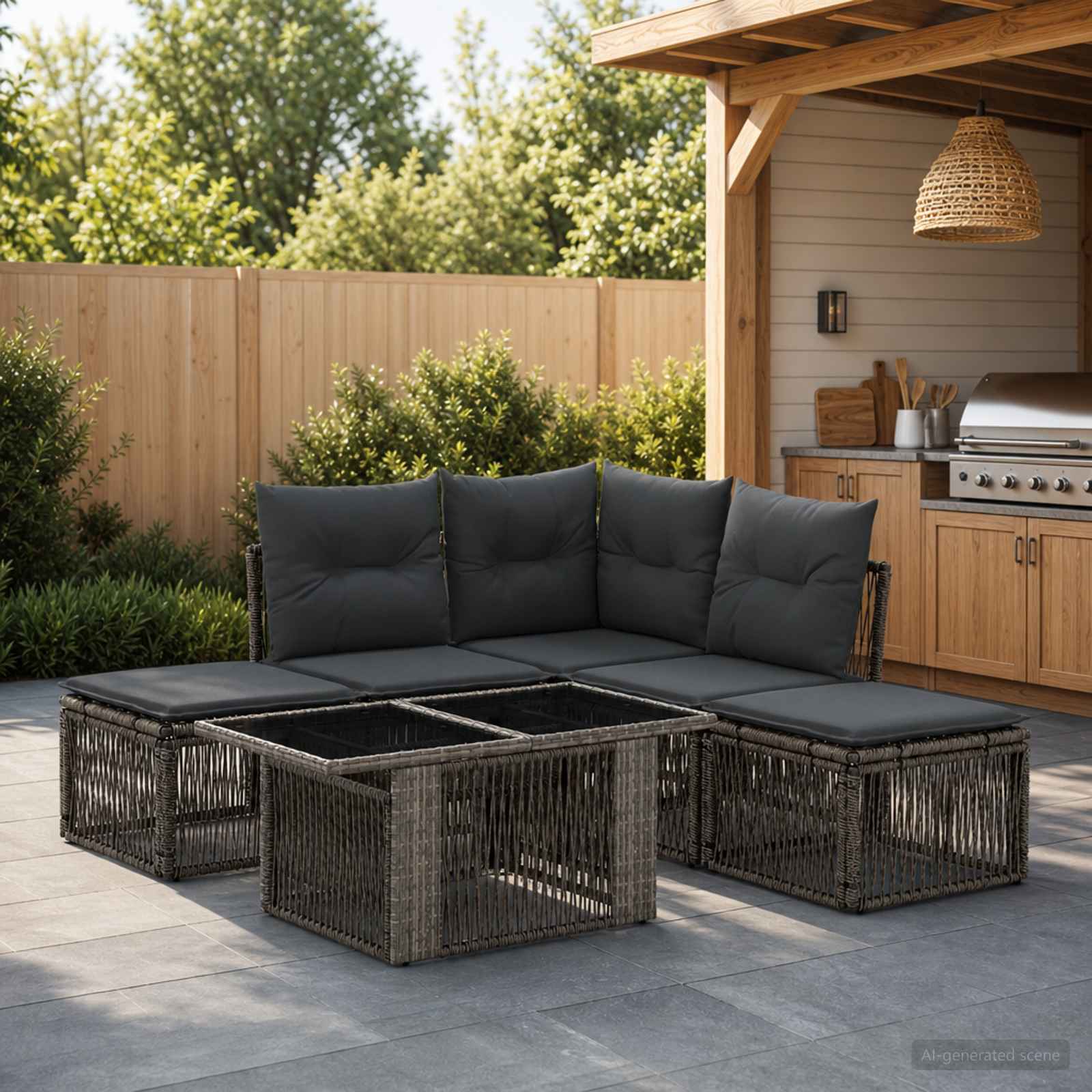 vidaXL Gartensofa-set 6 stk. Grau Poly-Rattan