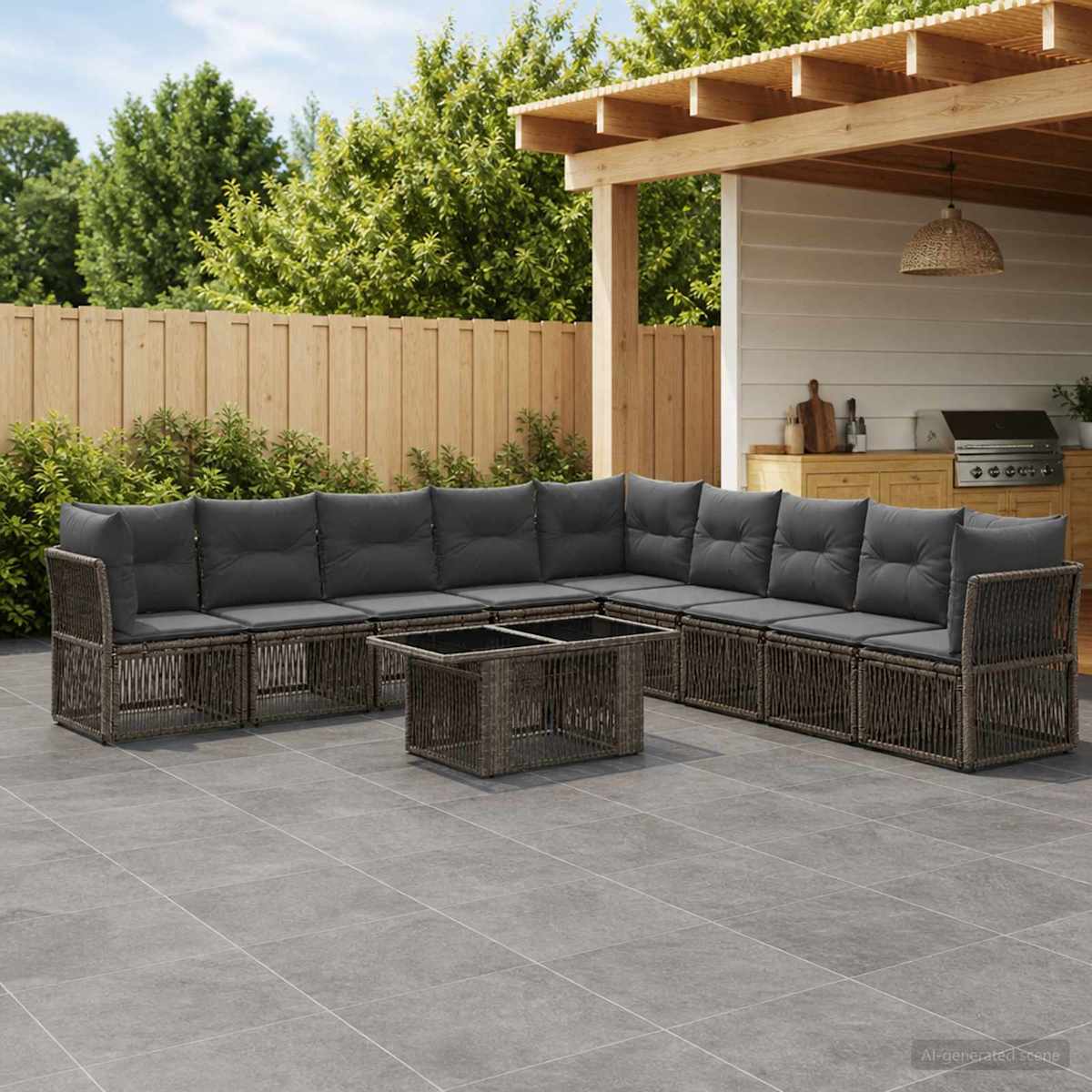 Havesofa Sæt 10 stk. polyrattan