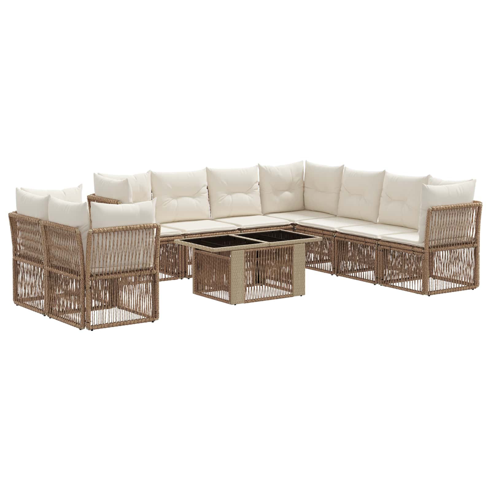 Tuinbankenset 10 st Beige poly rattan - Afbeelding 2