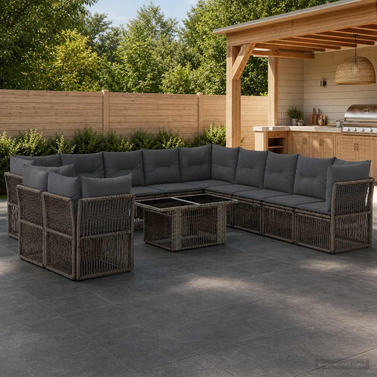 Havesofa Sæt 12 stk. polyrattan