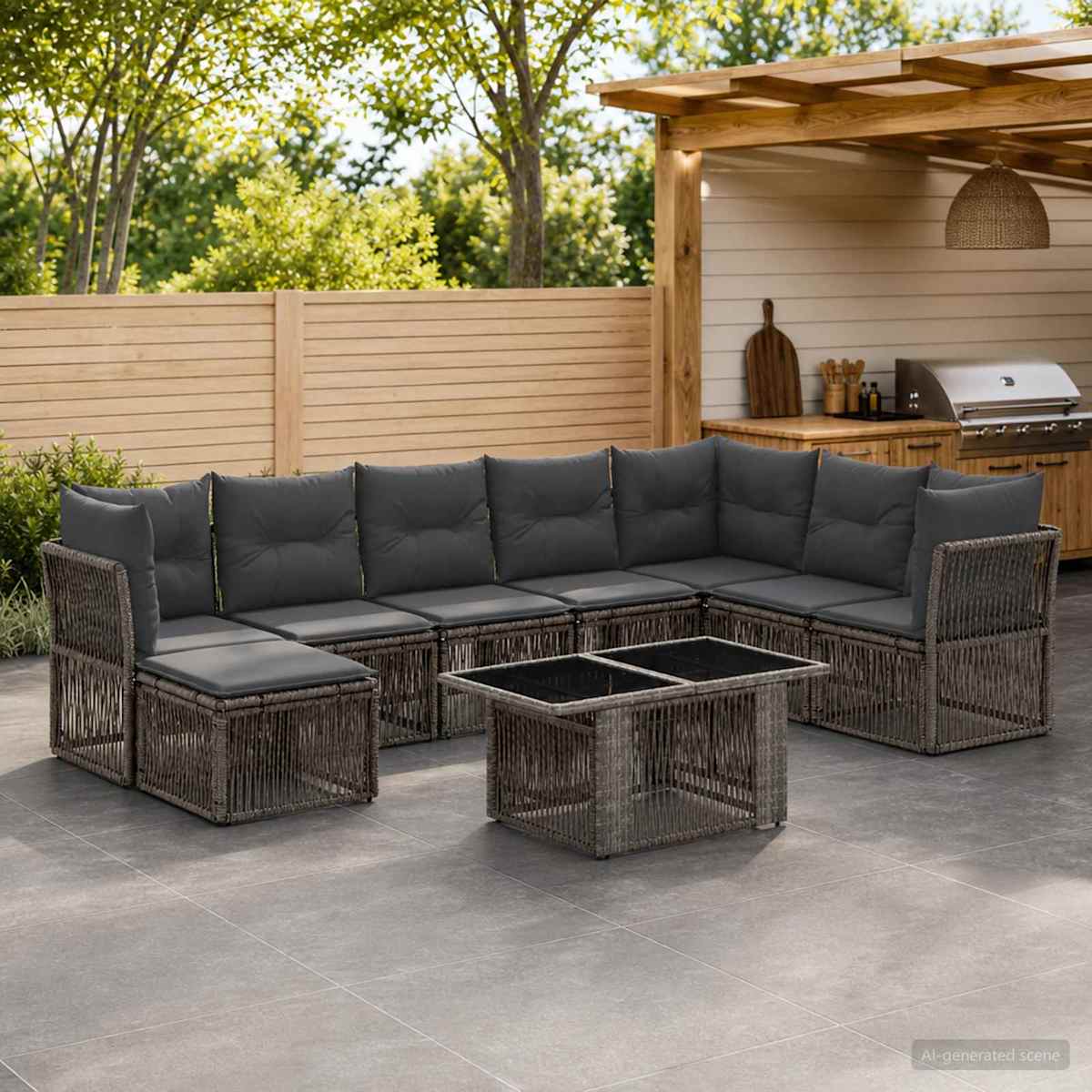 Havesofa Sæt 9 stk. polyrattan