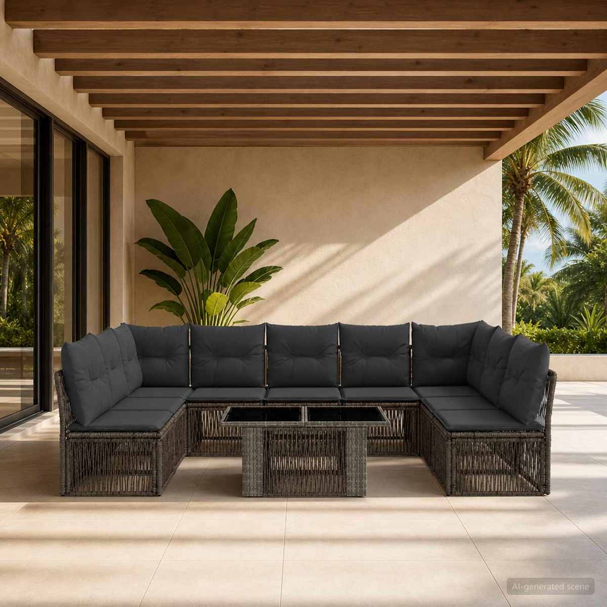 Havesofa Sæt 10 stk. polyrattan