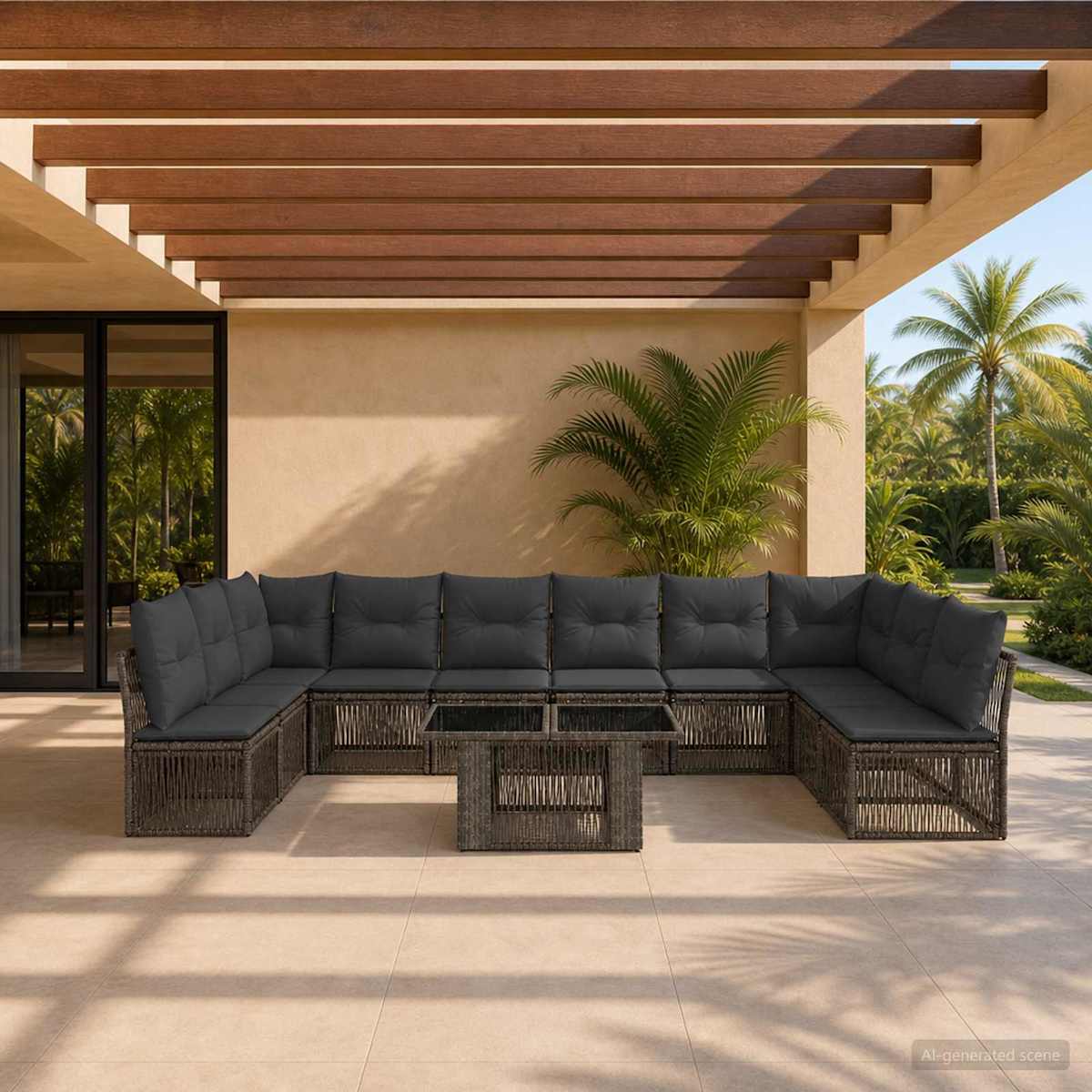 Havesofa Sæt 11 stk. polyrattan