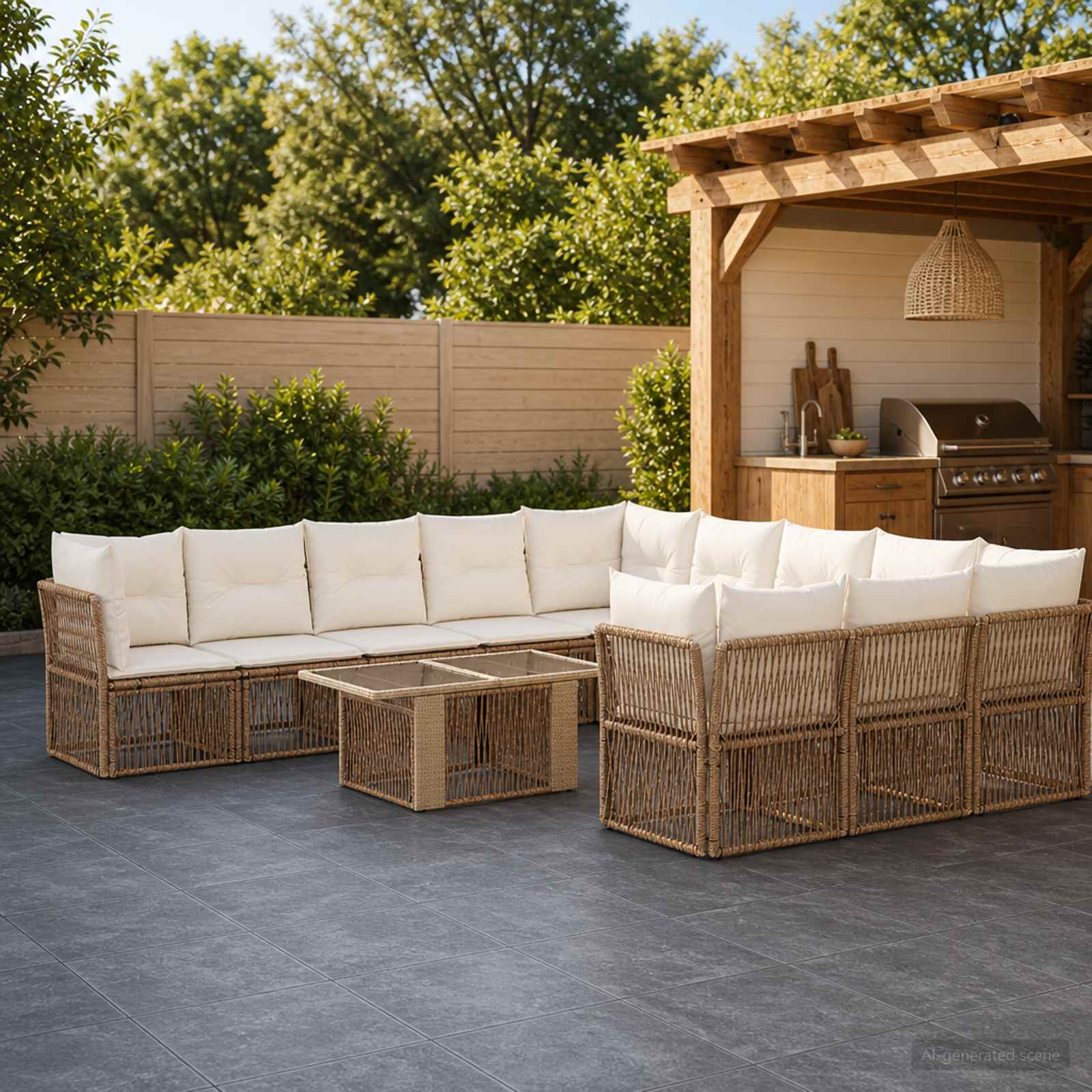 vidaXL Gartensofa-set 12 stk. Beige Poly-Rattan