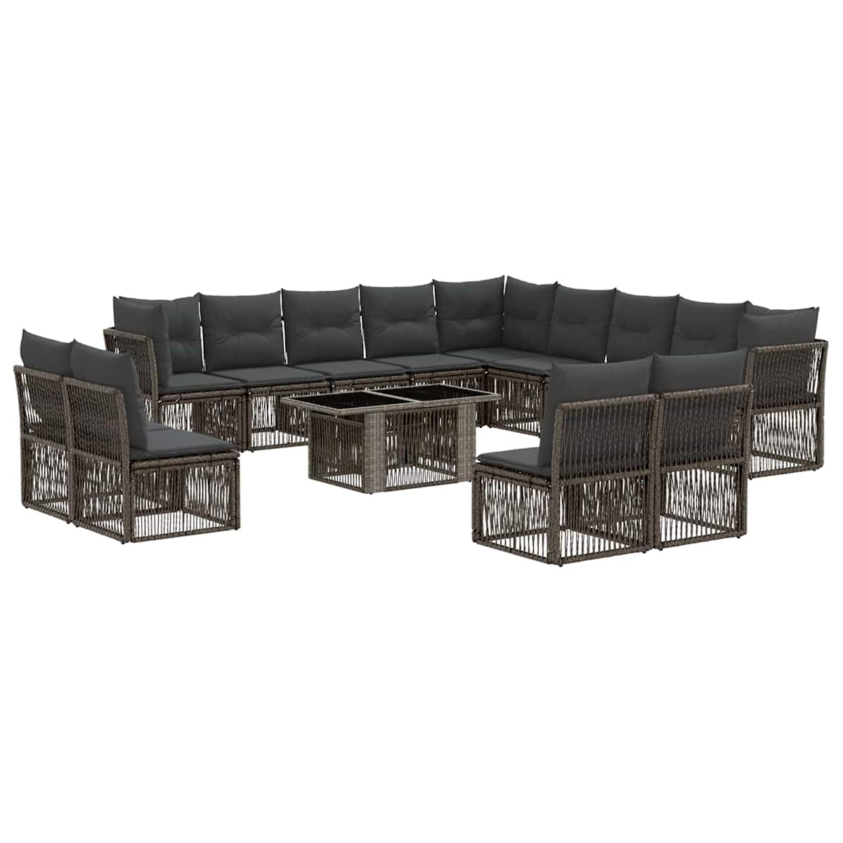 Havesofa Sæt 14 stk. Sort polyrattan - Billede 2