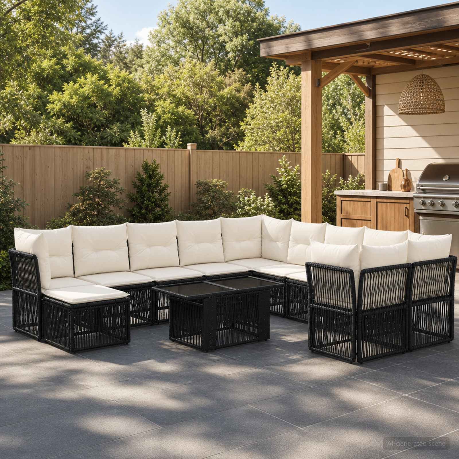 Tuinbankenset 12 st Zwart poly rattan