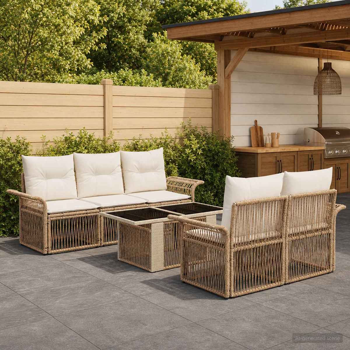 Havesofa Sæt 6 stk. polyrattan