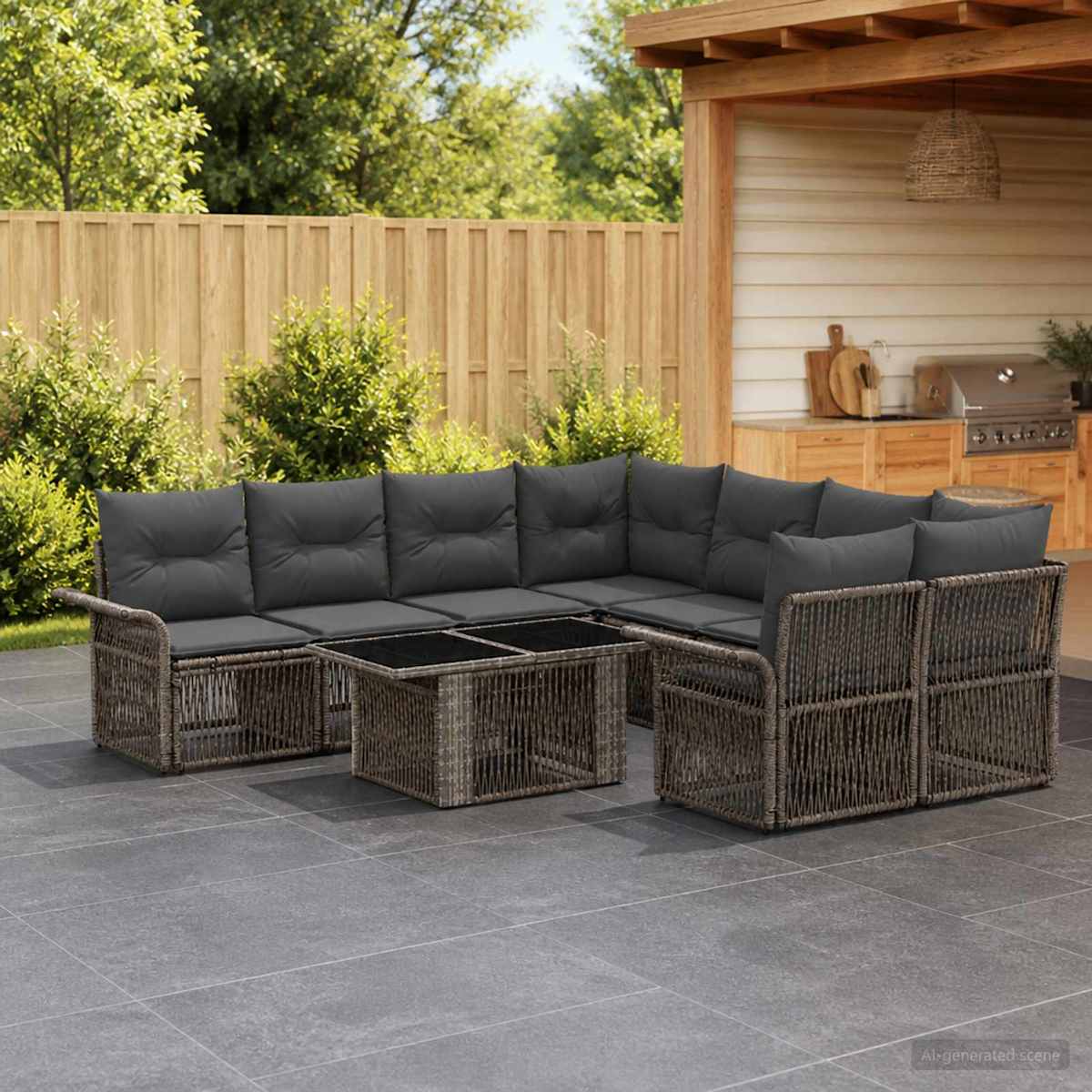 Havesofa Sæt 9 stk. polyrattan