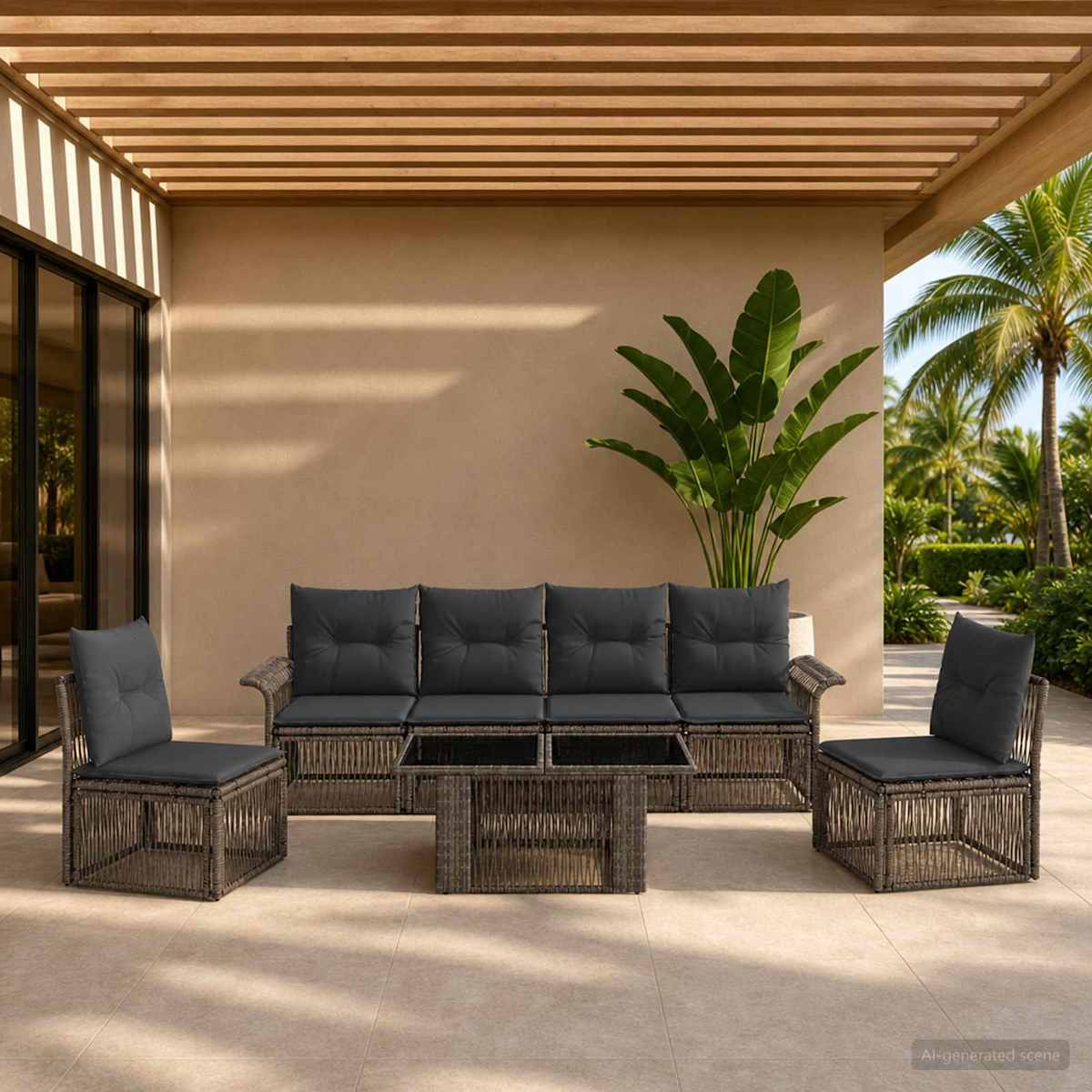 Havesofa Sæt 7 stk. polyrattan