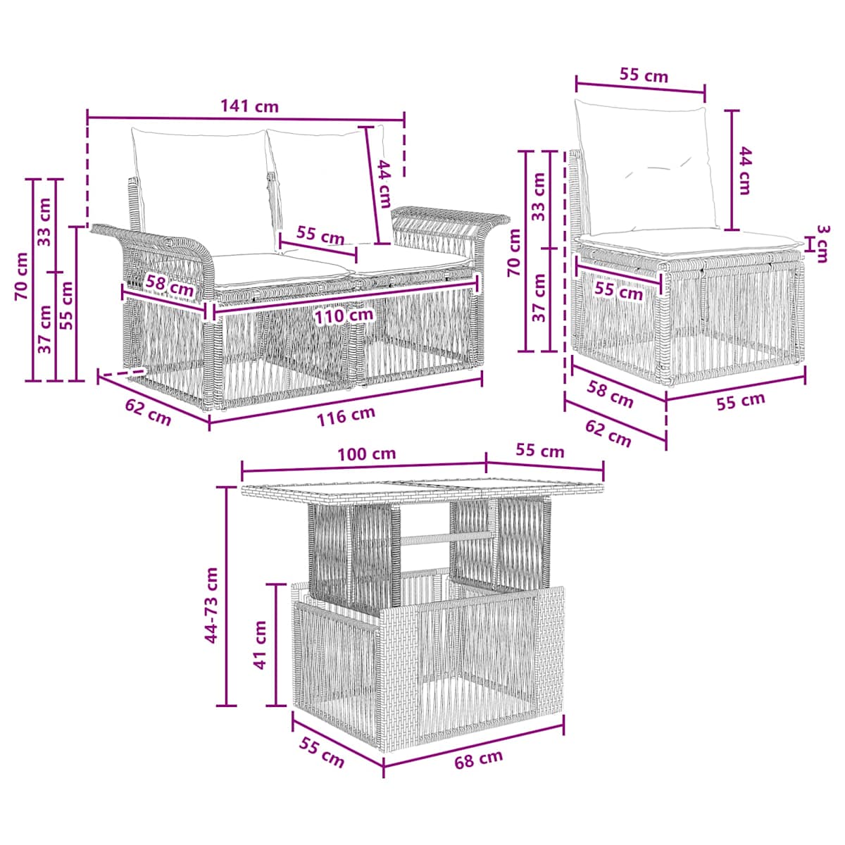 Havesofa Sæt 8 stk. polyrattan - Billede 11