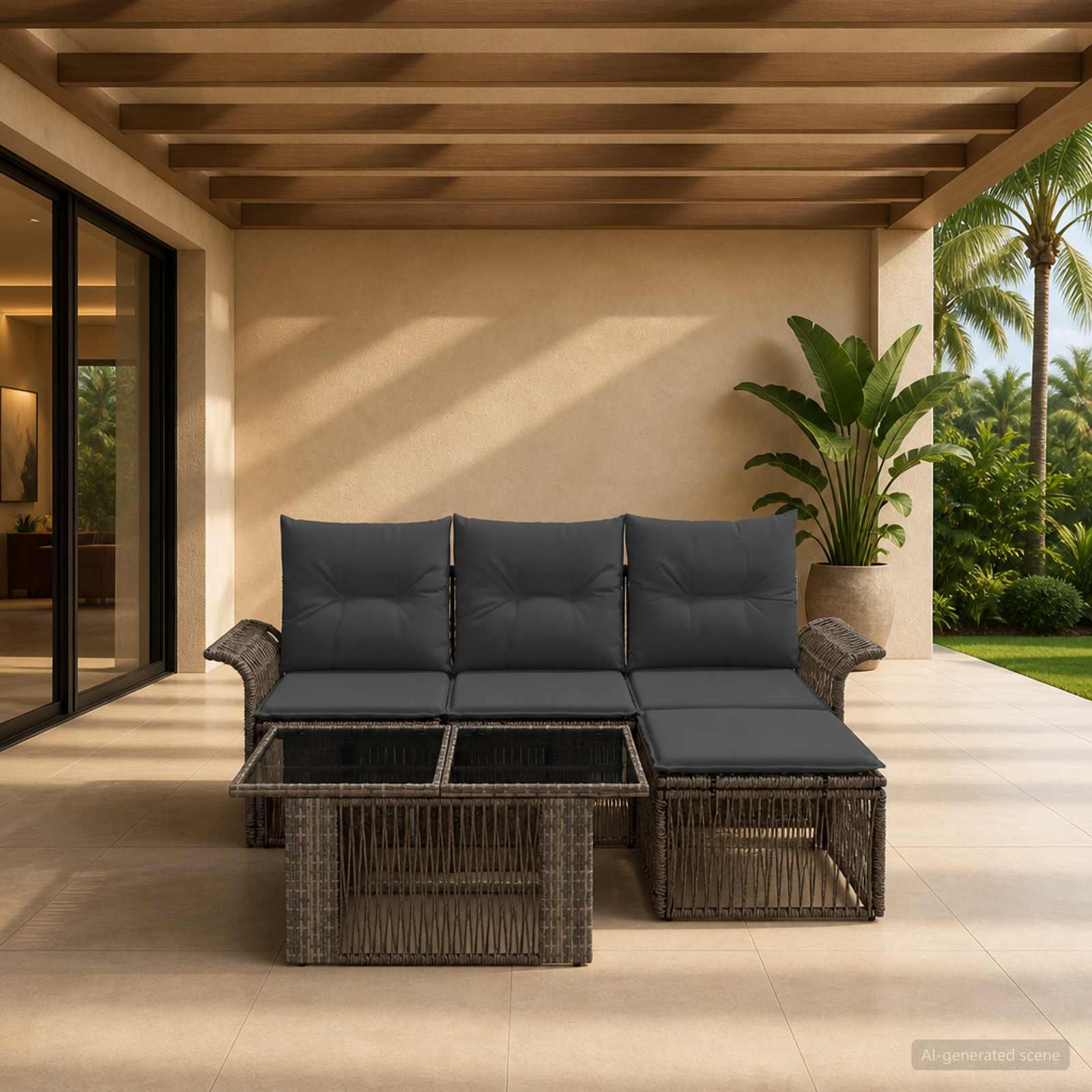 vidaXL Gartensofa-set 5 stk. Grau und Dunkelgrau Poly-Rattan