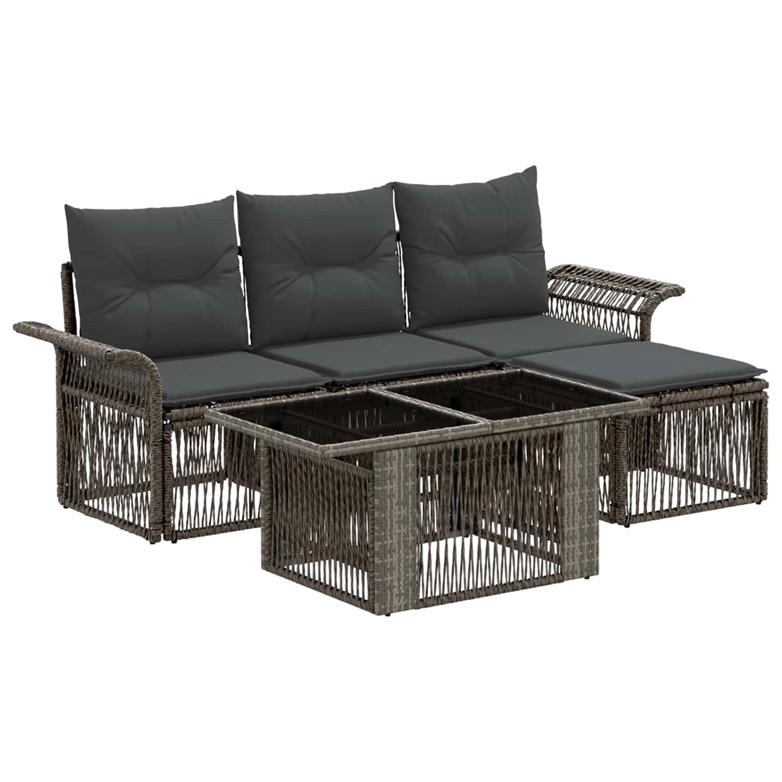 vidaXL Gartensofa-set 5 stk. Grau und Dunkelgrau Poly-Rattan – Bild 2