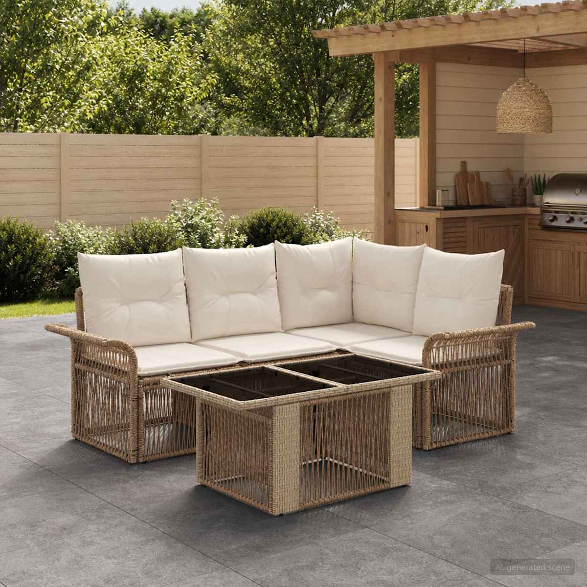 Havesofa Sæt 5 stk. polyrattan