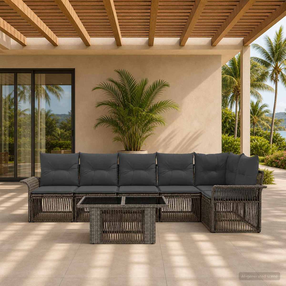 Havesofa Sæt 7 stk. polyrattan