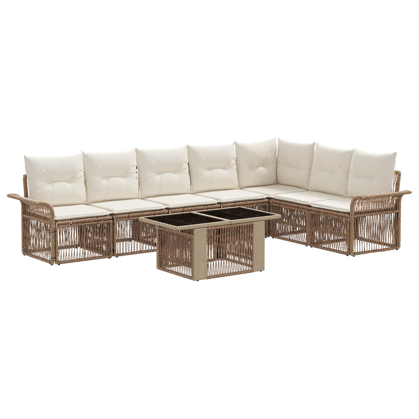 Tuinbankenset 8 st Beige en Crème Wit poly rattan - Afbeelding 2