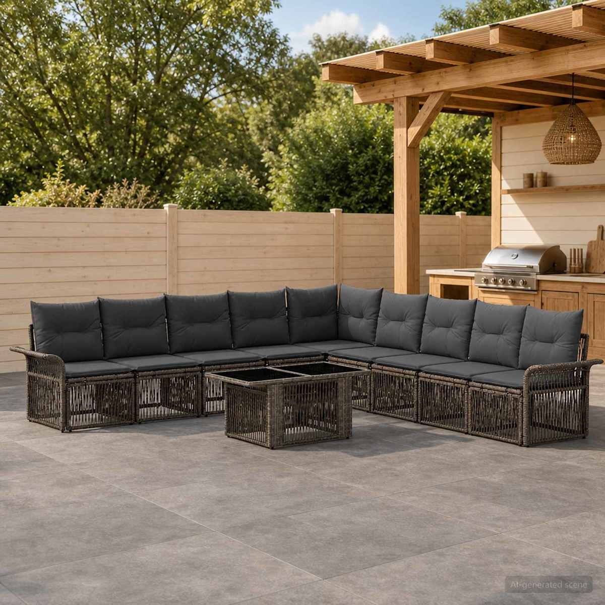 Havesofa Sæt 10 stk. polyrattan