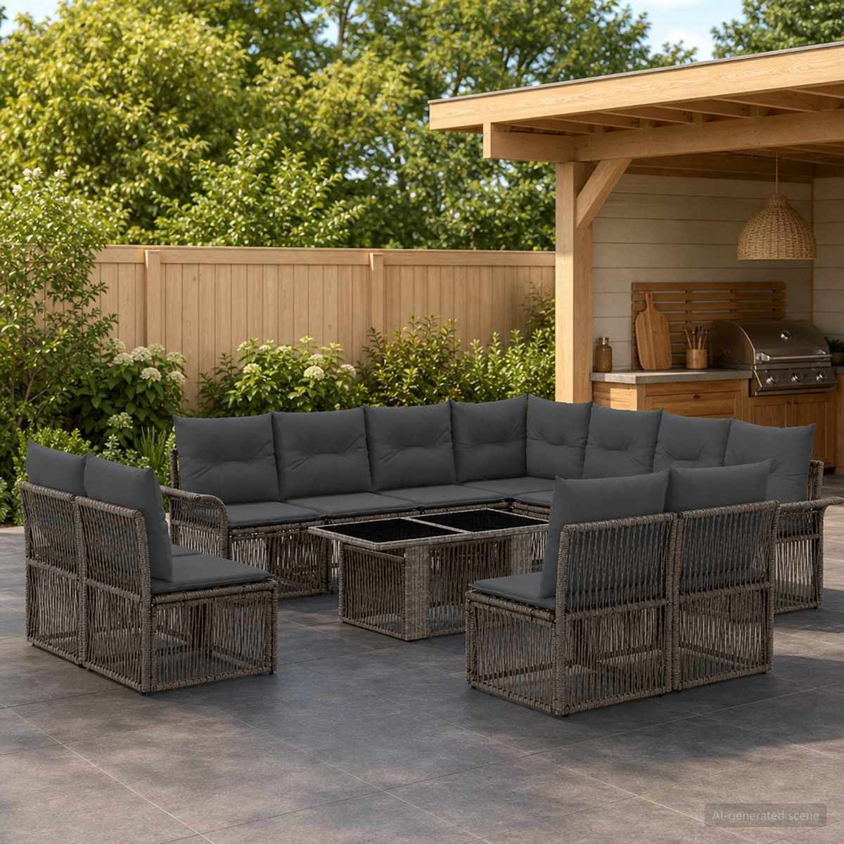 Havesofa Sæt 12 stk. polyrattan