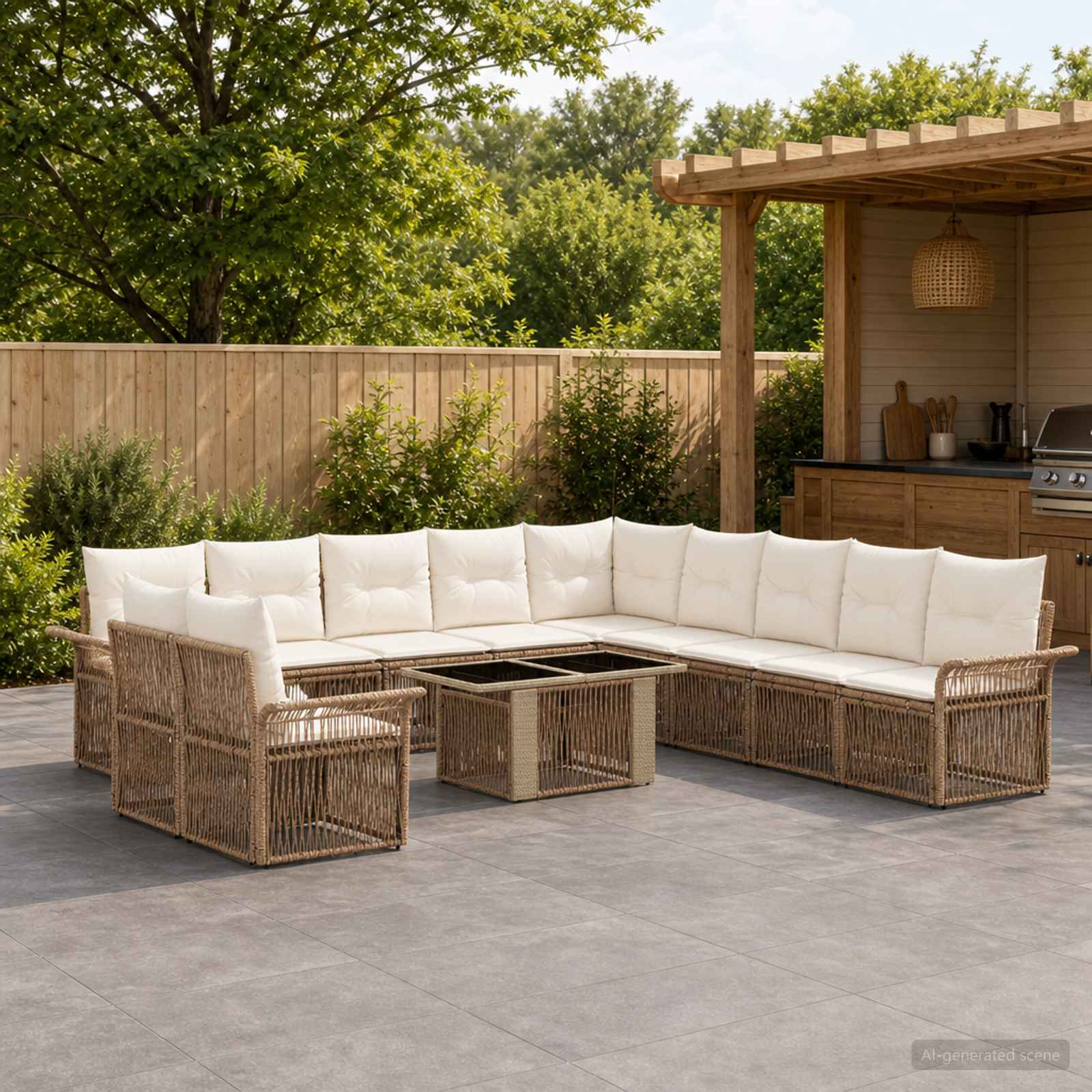 vidaXL Gartensofa-set 12 stk. Beige und Cremeweiß Poly-Rattan