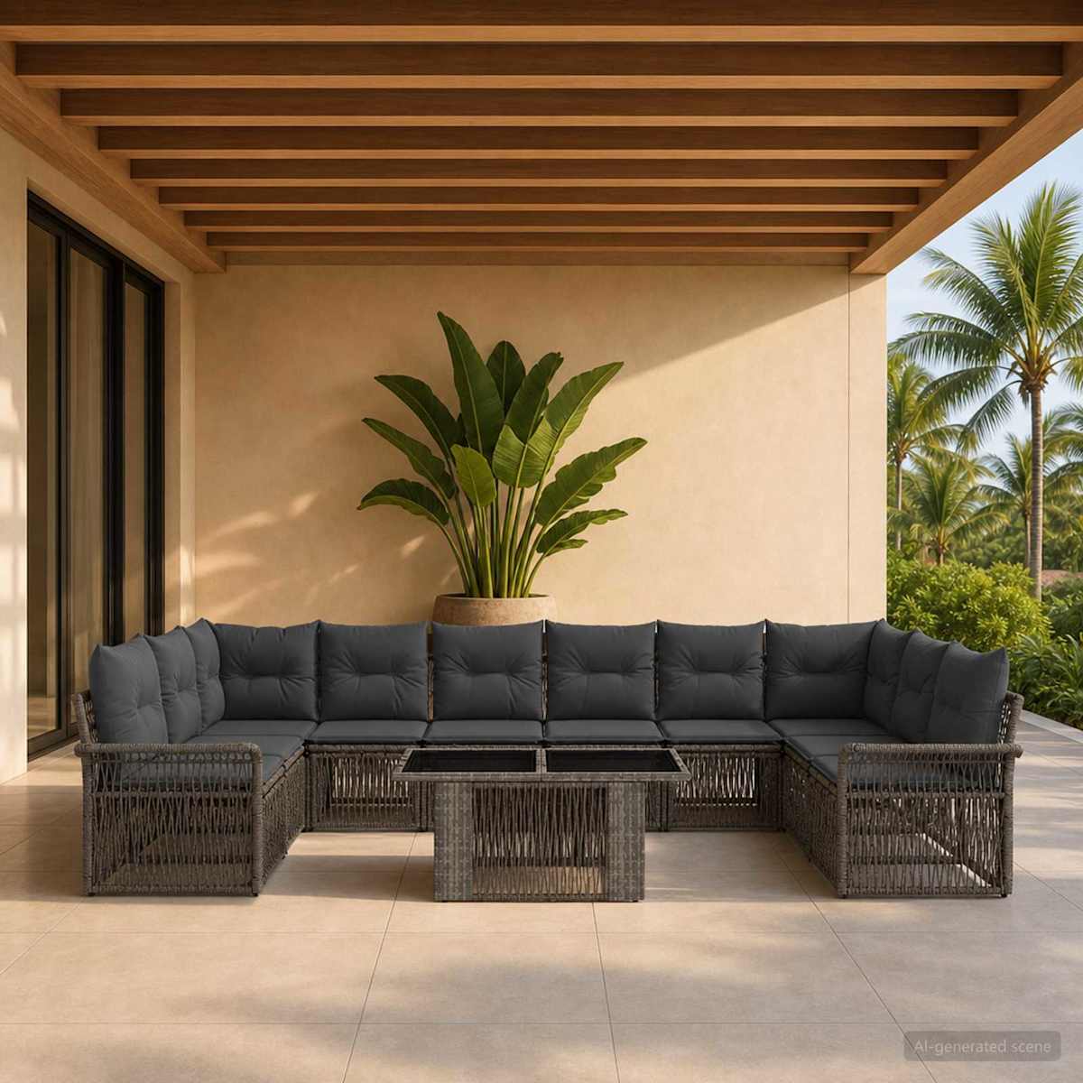 Havesofa Sæt 11 stk. polyrattan
