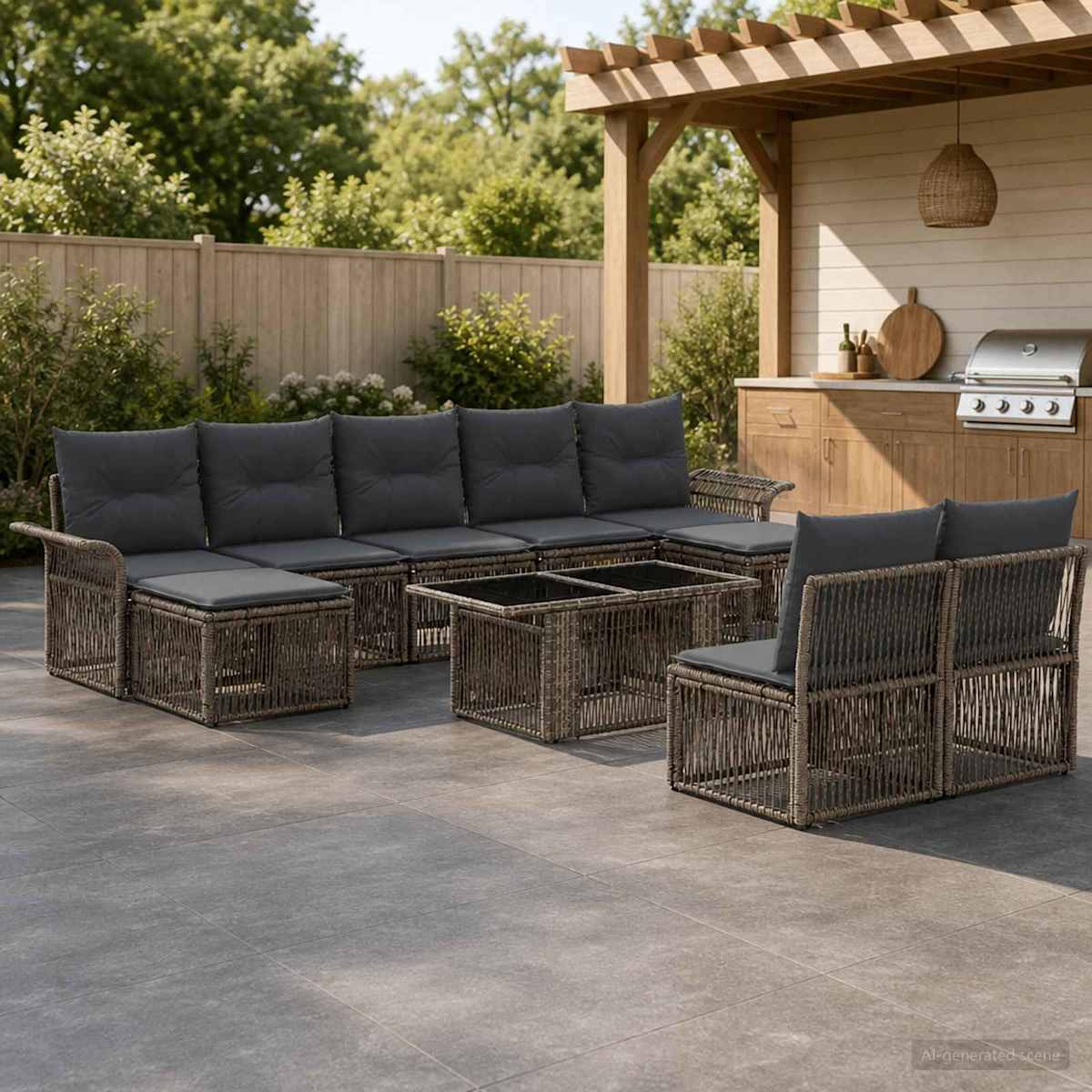 Havesofa Sæt 10 stk. polyrattan