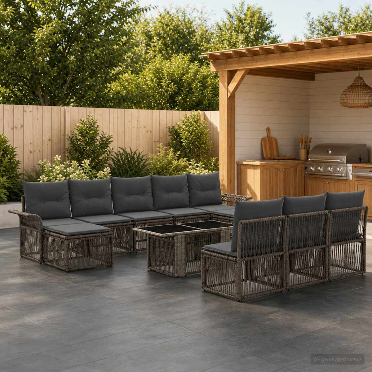 Havesofa Sæt 11 stk. polyrattan