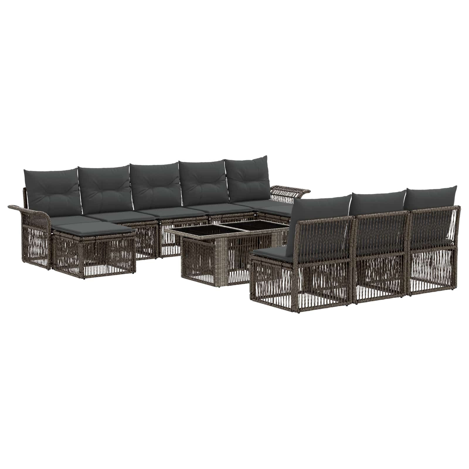 vidaXL Gartensofa-set 11 stk. Grau und Dunkelgrau Poly-Rattan – Bild 2