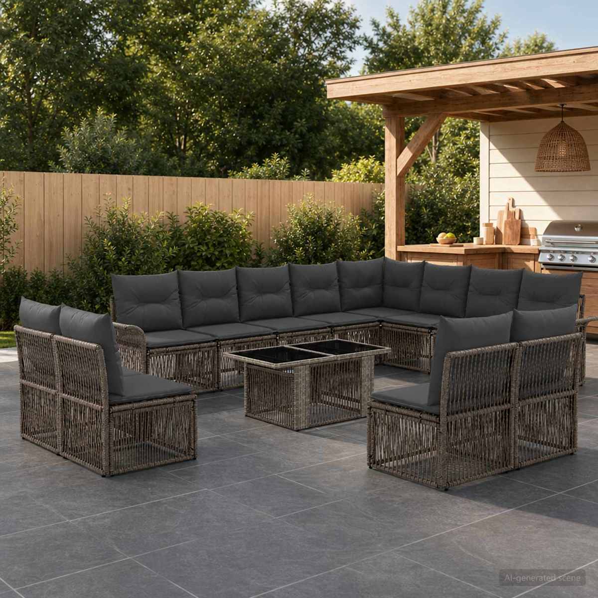 Havesofa Sæt 13 stk. polyrattan