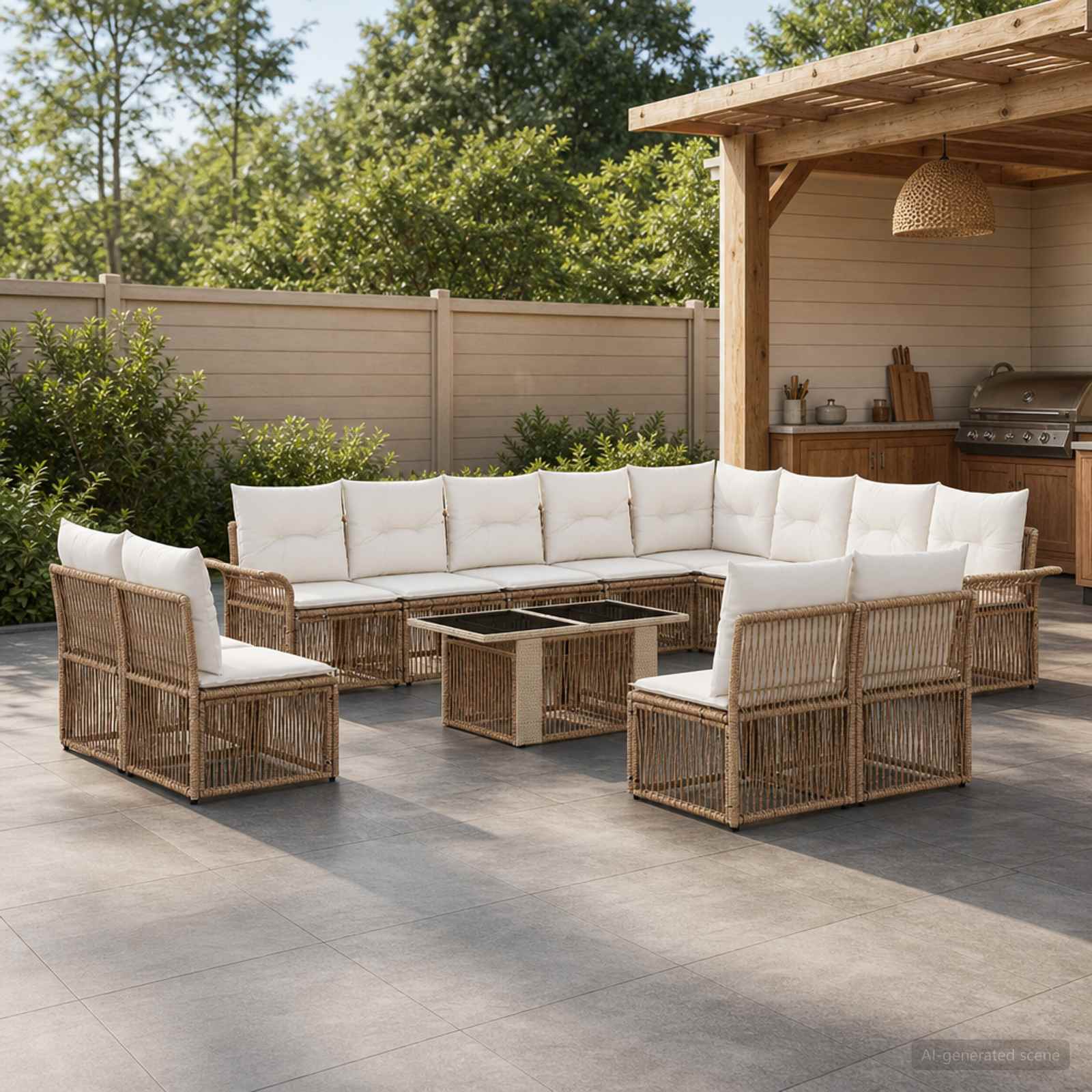 Tuinbankenset 13 st Beige en Crème Wit poly rattan