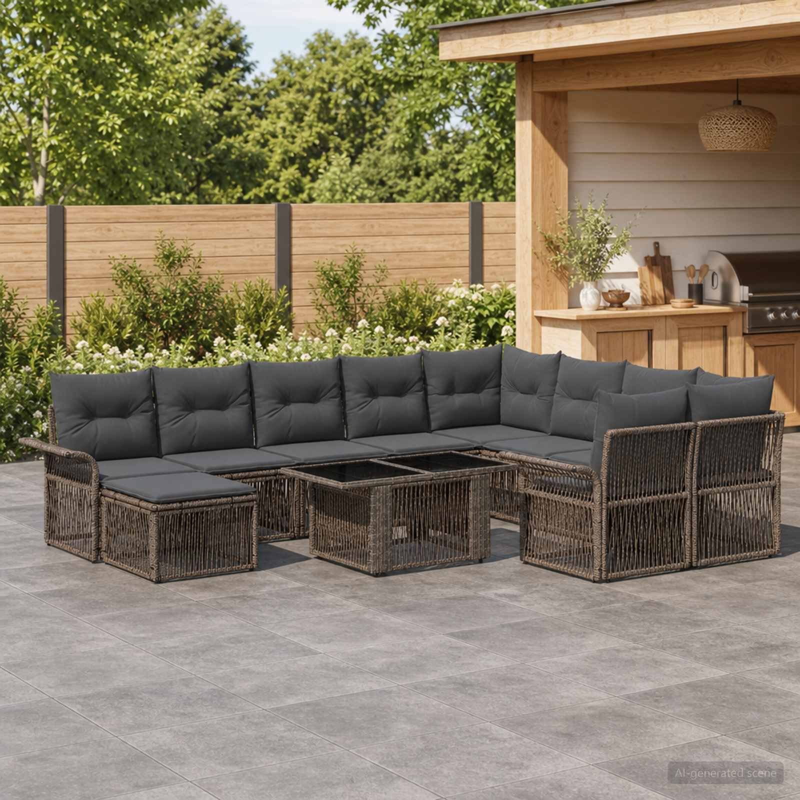 vidaXL Gartensofa-set 11 stk. Grau und Dunkelgrau Poly-Rattan