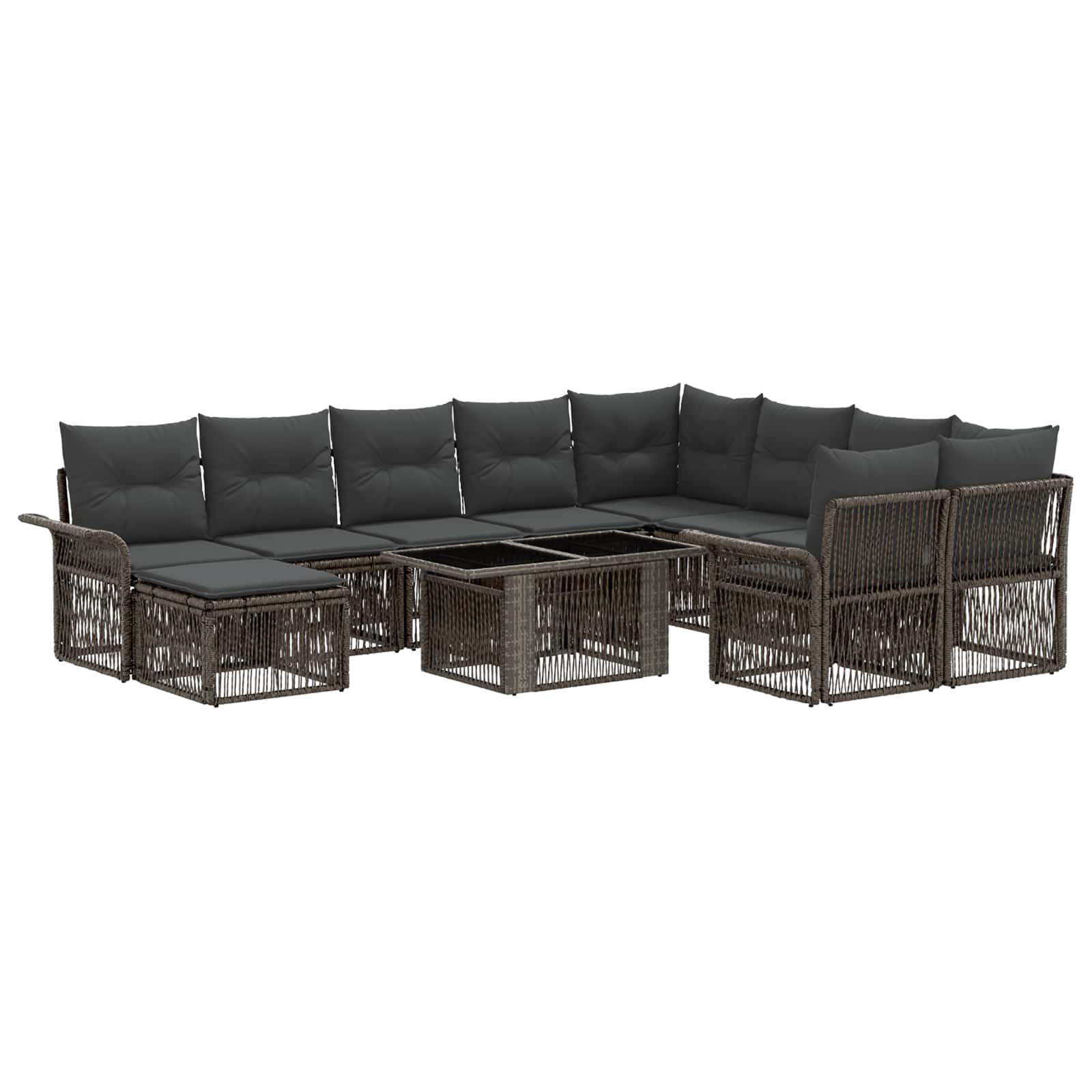 vidaXL Gartensofa-set 11 stk. Grau und Dunkelgrau Poly-Rattan – Bild 2