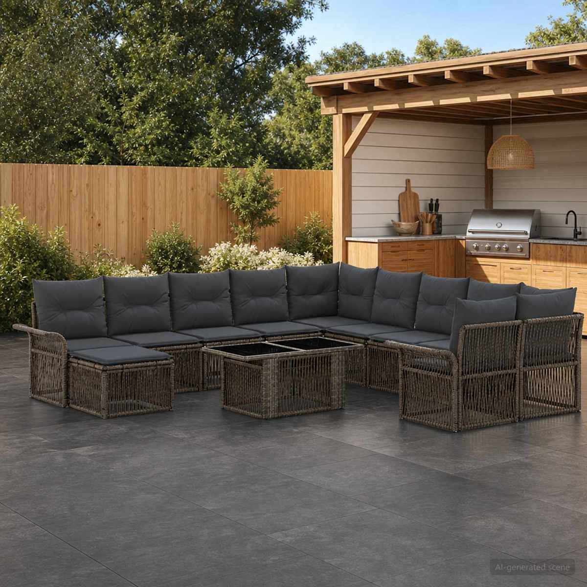 Havesofa Sæt 12 stk. polyrattan