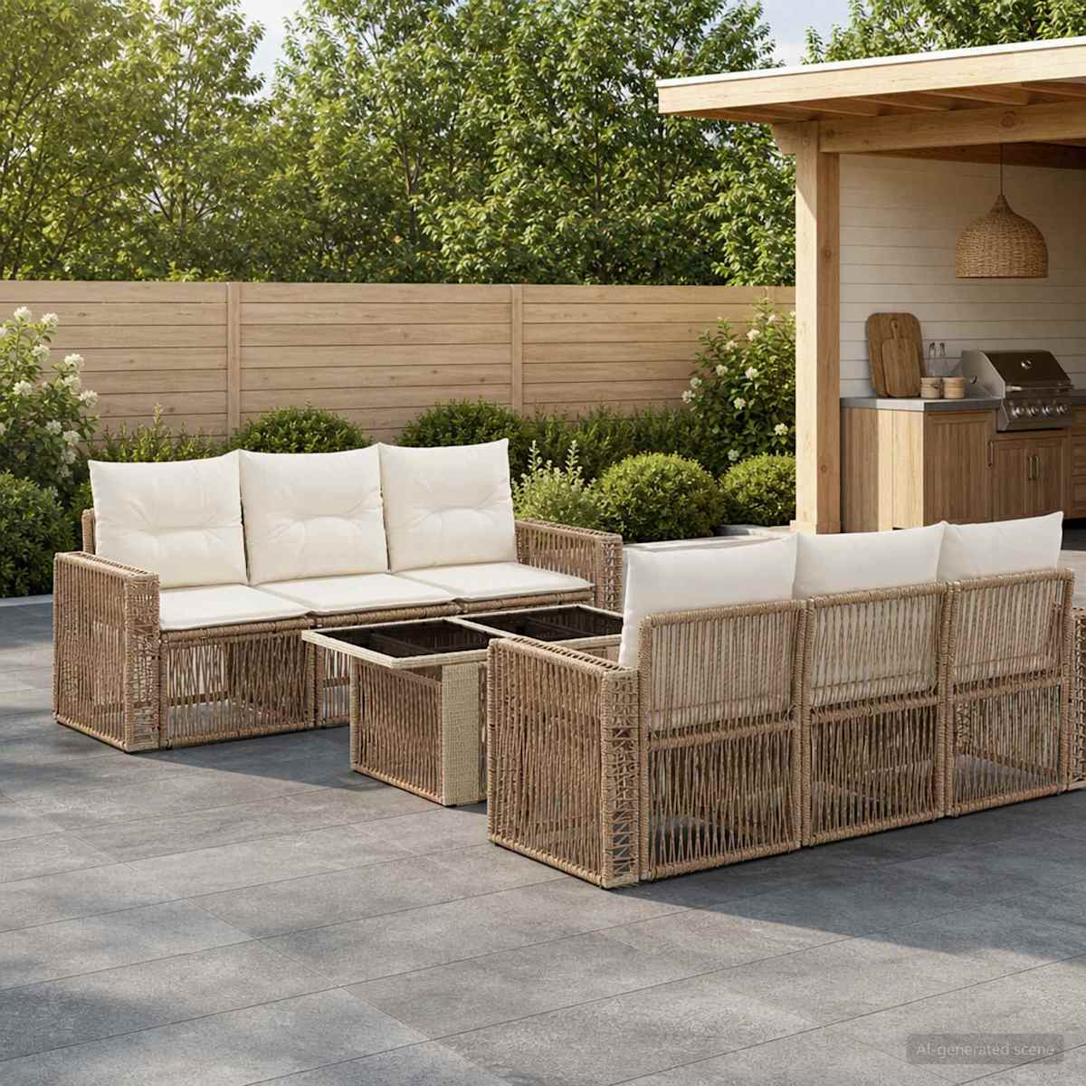 Havesofa Sæt 7 stk. polyrattan
