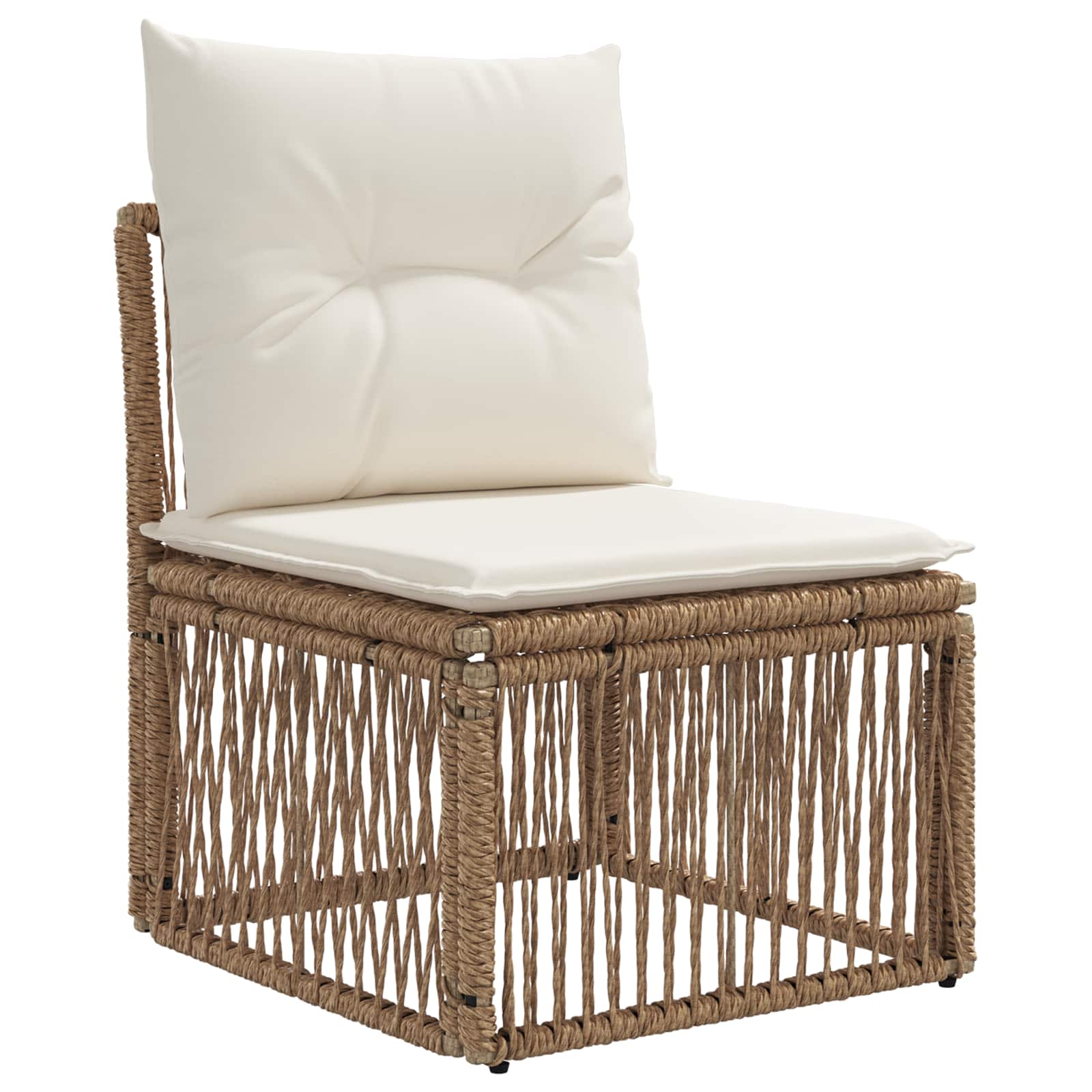 vidaXL Tuinbankenset 7 st Beige en Crème Wit poly rattan