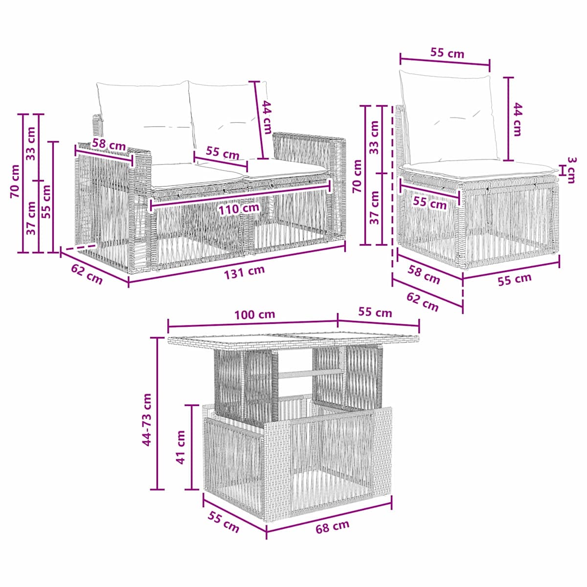 Havesofa Sæt 8 stk. polyrattan - Billede 10