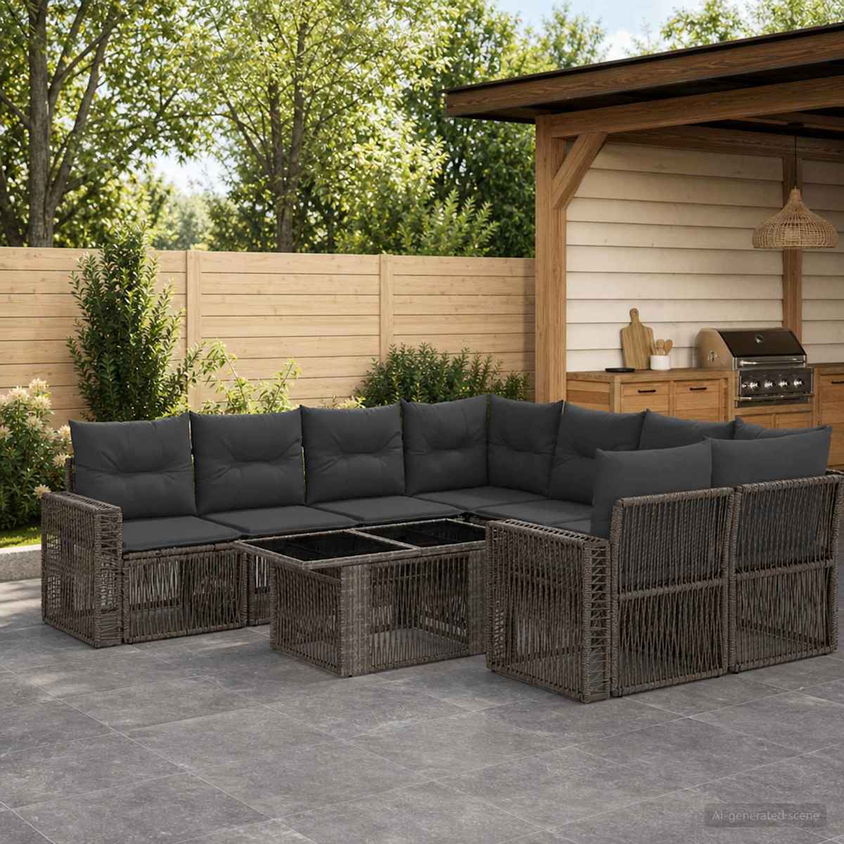 Havesofa Sæt 9 stk. polyrattan
