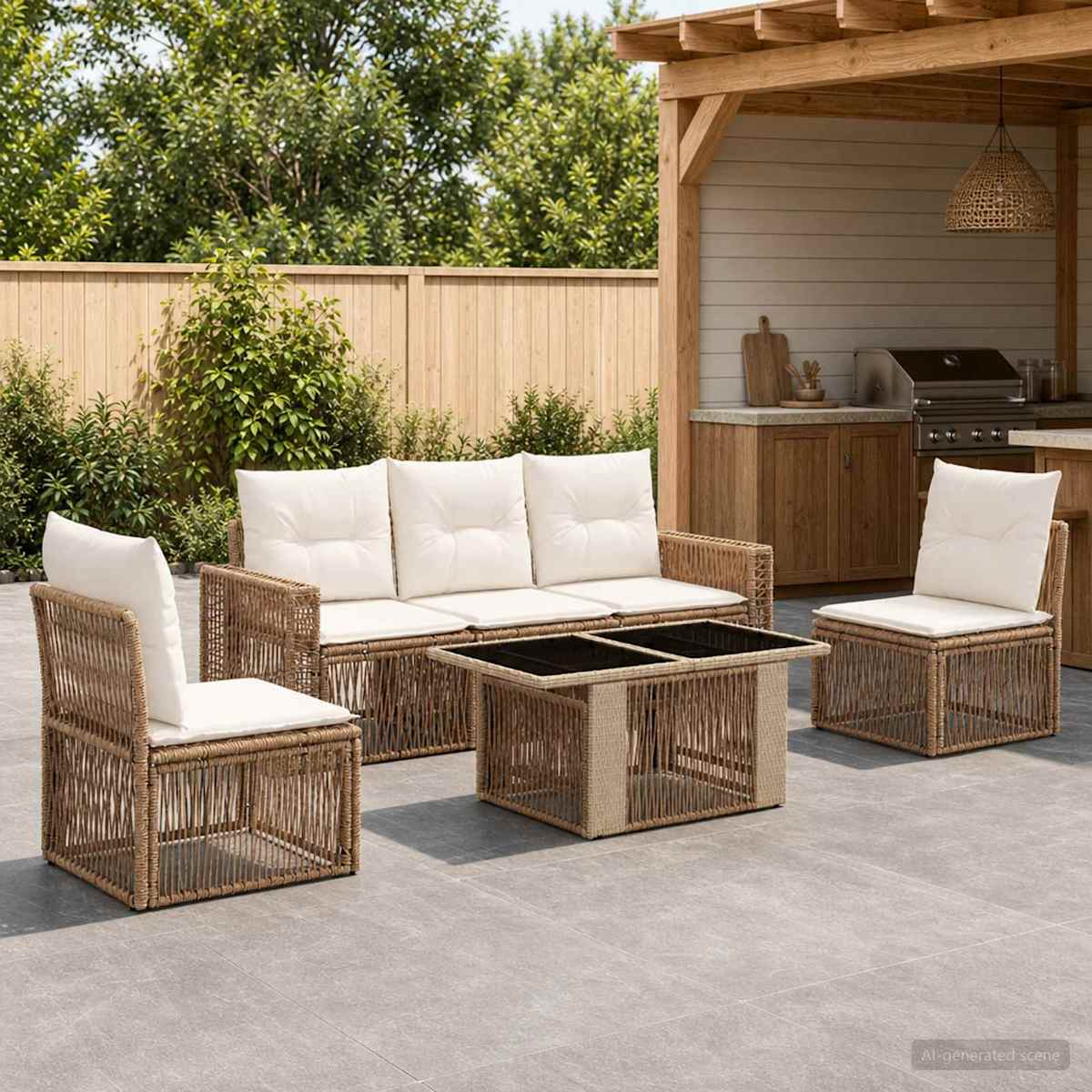 Havesofa Sæt 6 stk. polyrattan