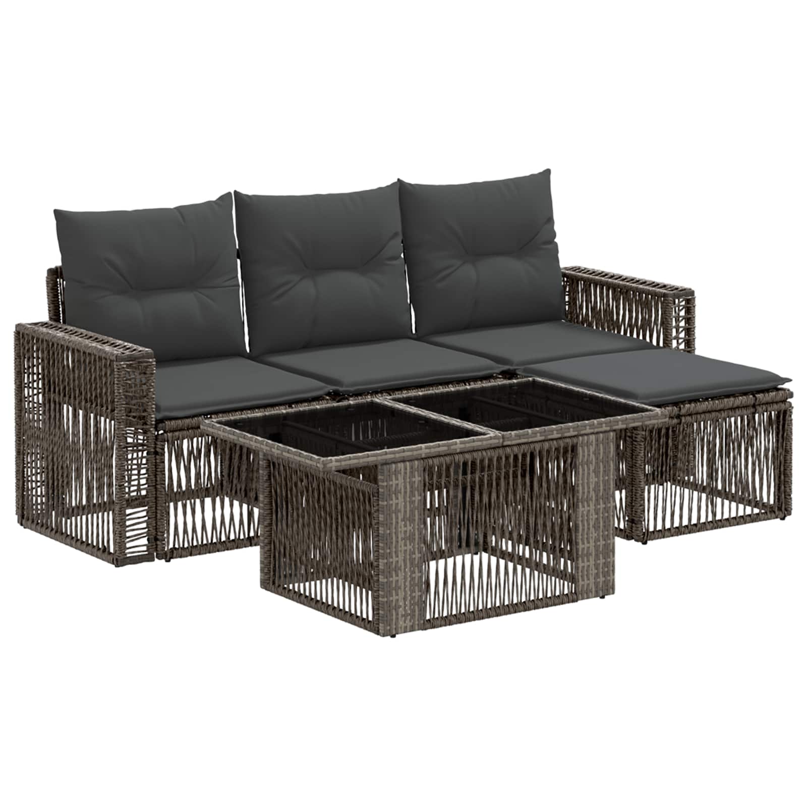 vidaXL Gartensofa-set 5 stk. Grau und Dunkelgrau Poly-Rattan – Bild 2