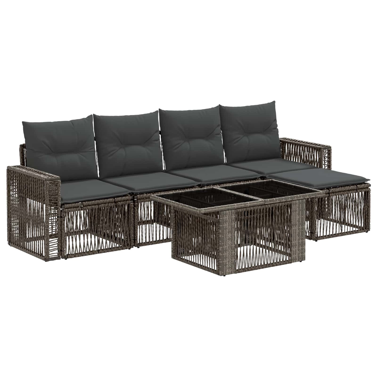 vidaXL Gartensofa-set 6 stk. Grau und Dunkelgrau Poly-Rattan – Bild 2