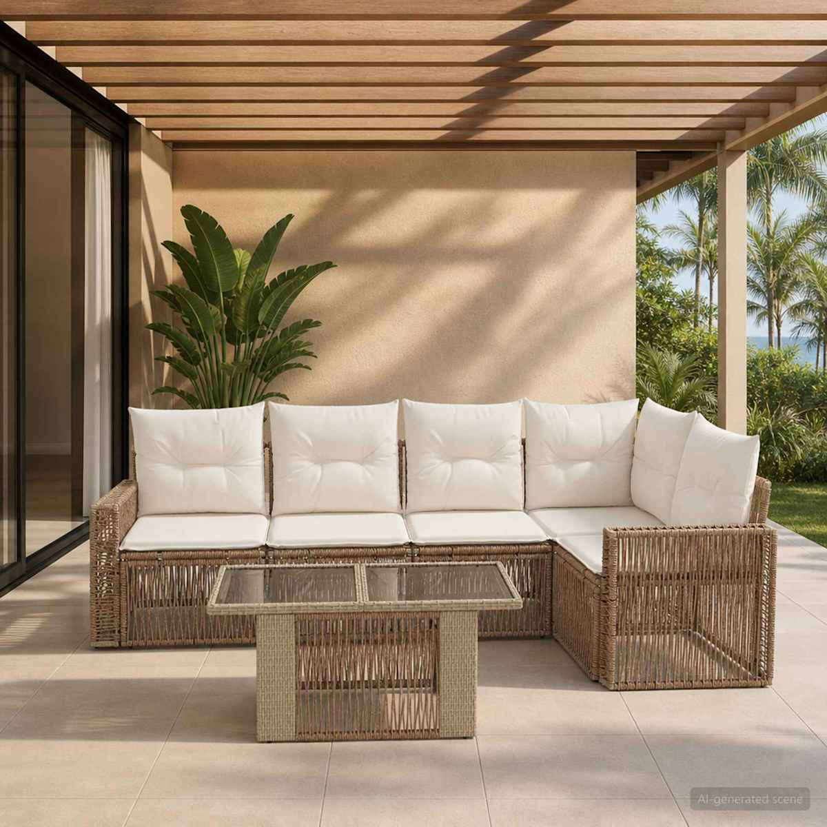 Havesofa Sæt 6 stk. polyrattan
