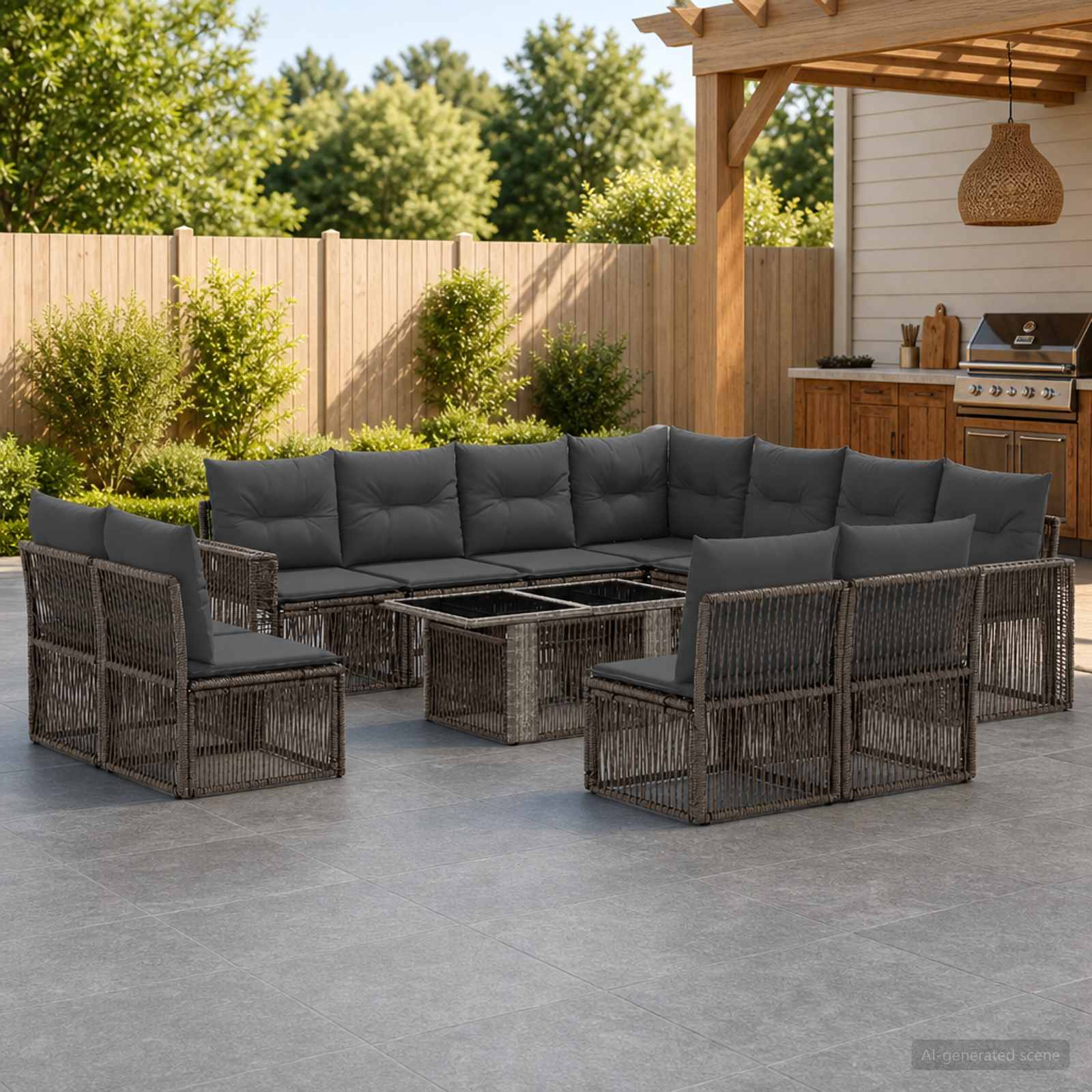Tuinbankenset 12 st Grijs en Donkergrijs poly rattan