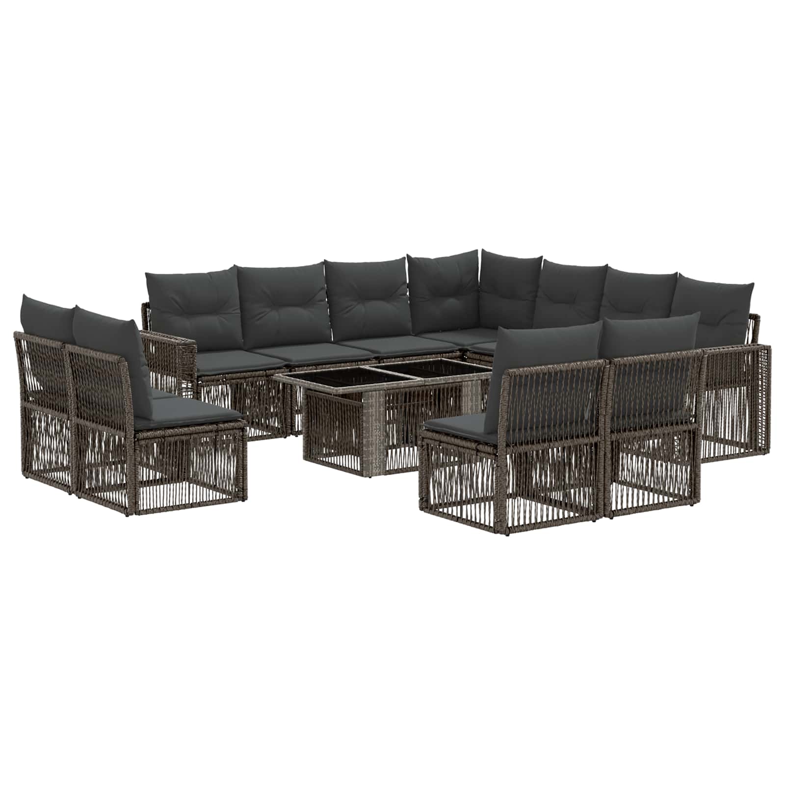 Tuinbankenset 12 st Grijs en Donkergrijs poly rattan - Afbeelding 2