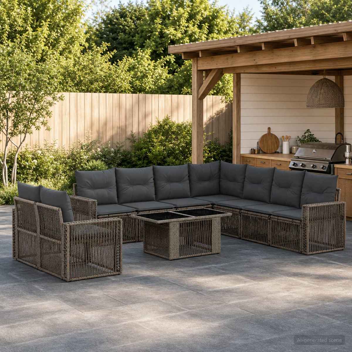 Havesofa Sæt 10 stk. polyrattan