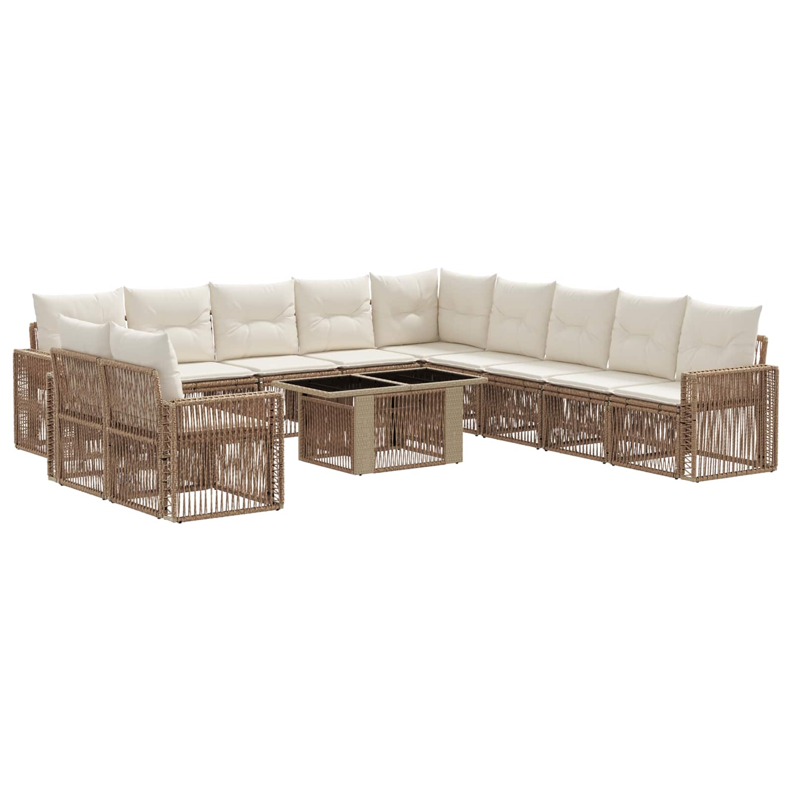 vidaXL Gartensofa-set 12 stk. Beige und Cremeweiß Poly-Rattan – Bild 2