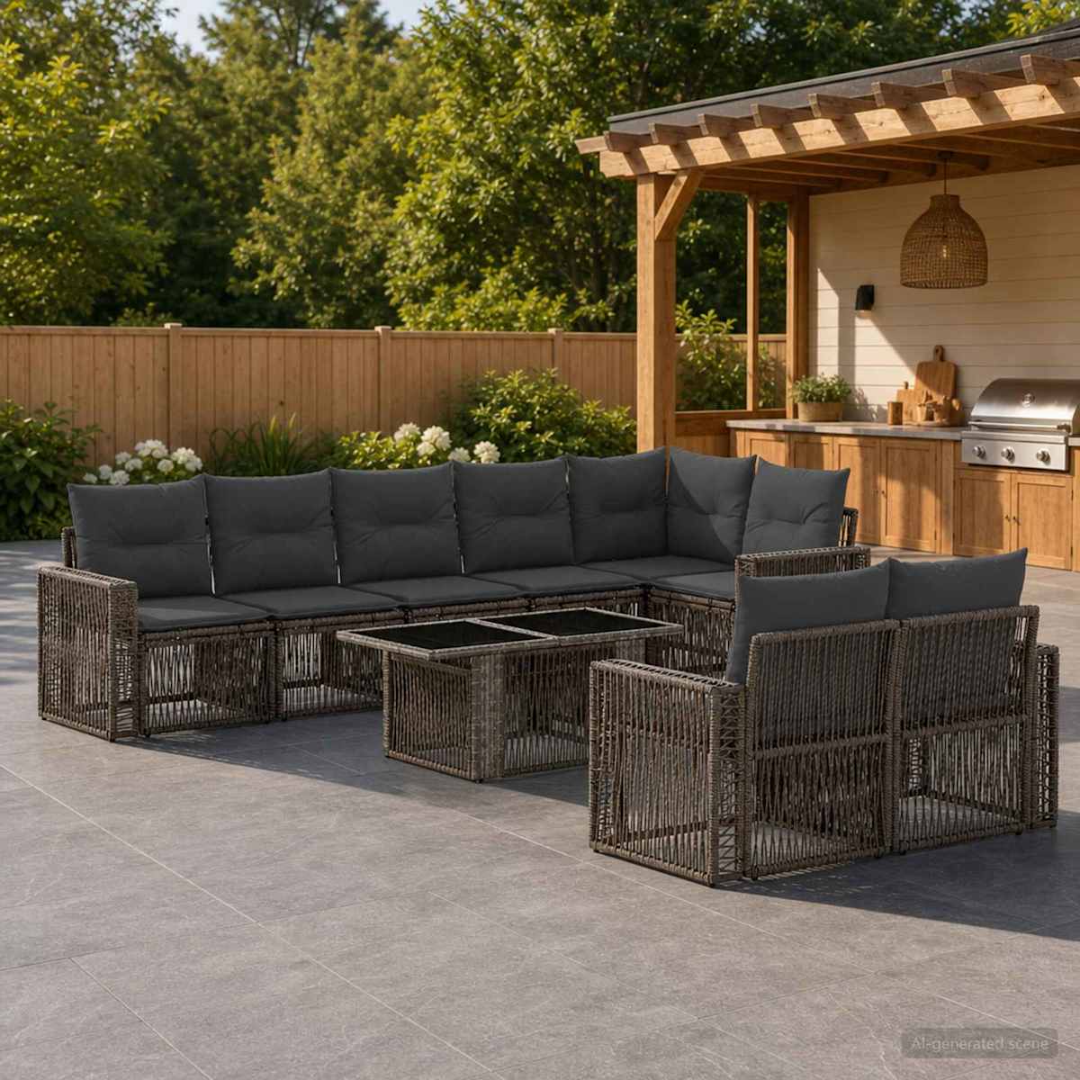 Havesofa Sæt 9 stk. polyrattan